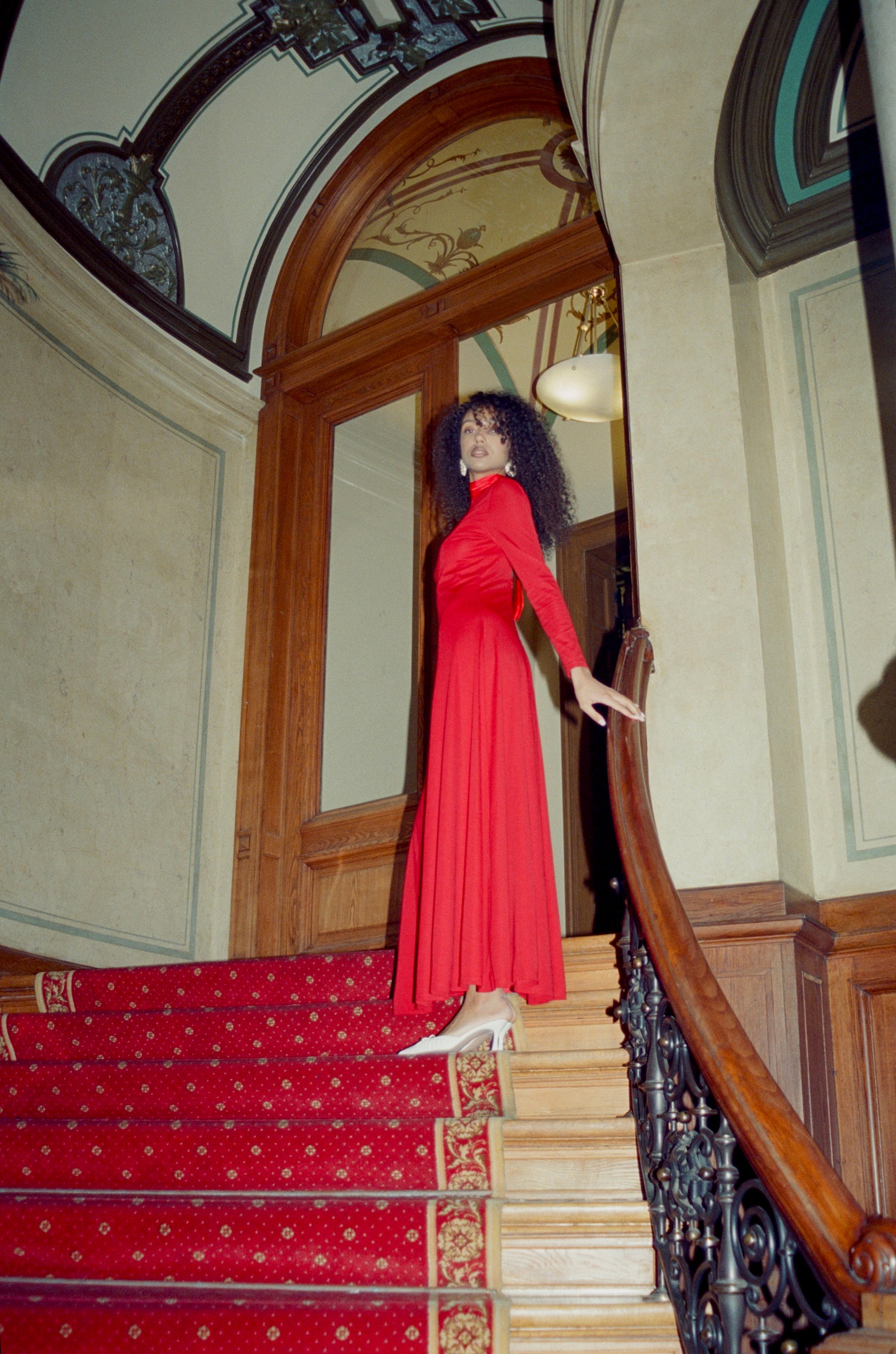 Tuva Turtleneck Maxi With Sleeves Red