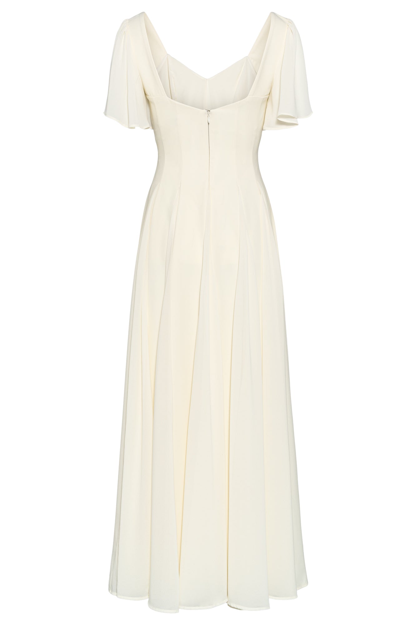Alette Maxi Dress Flutter Sleeves Ivory