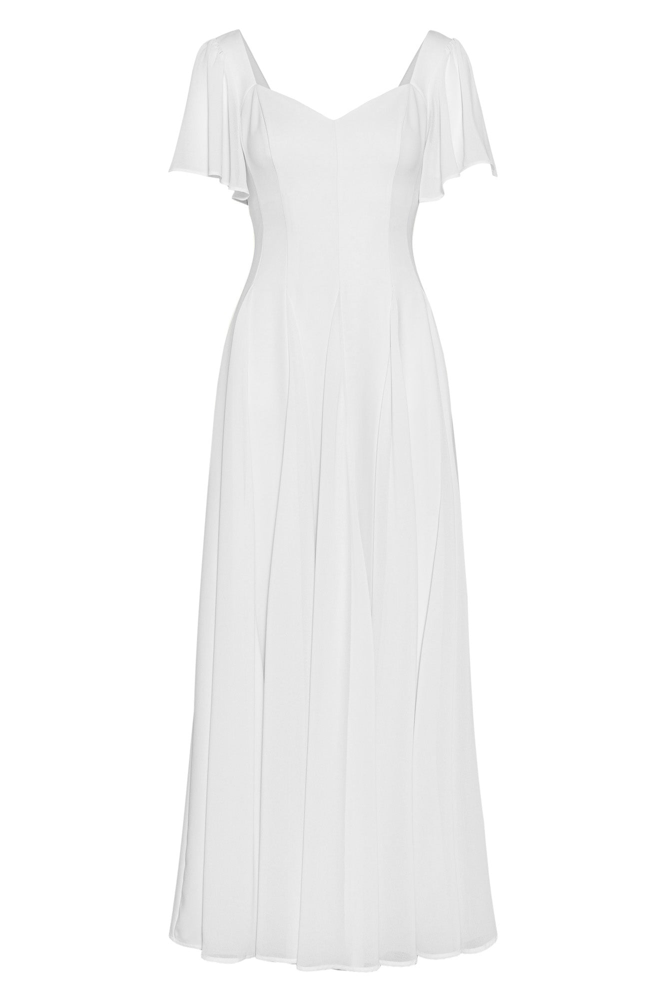 Alette Maxi Dress Flutter Sleeves White