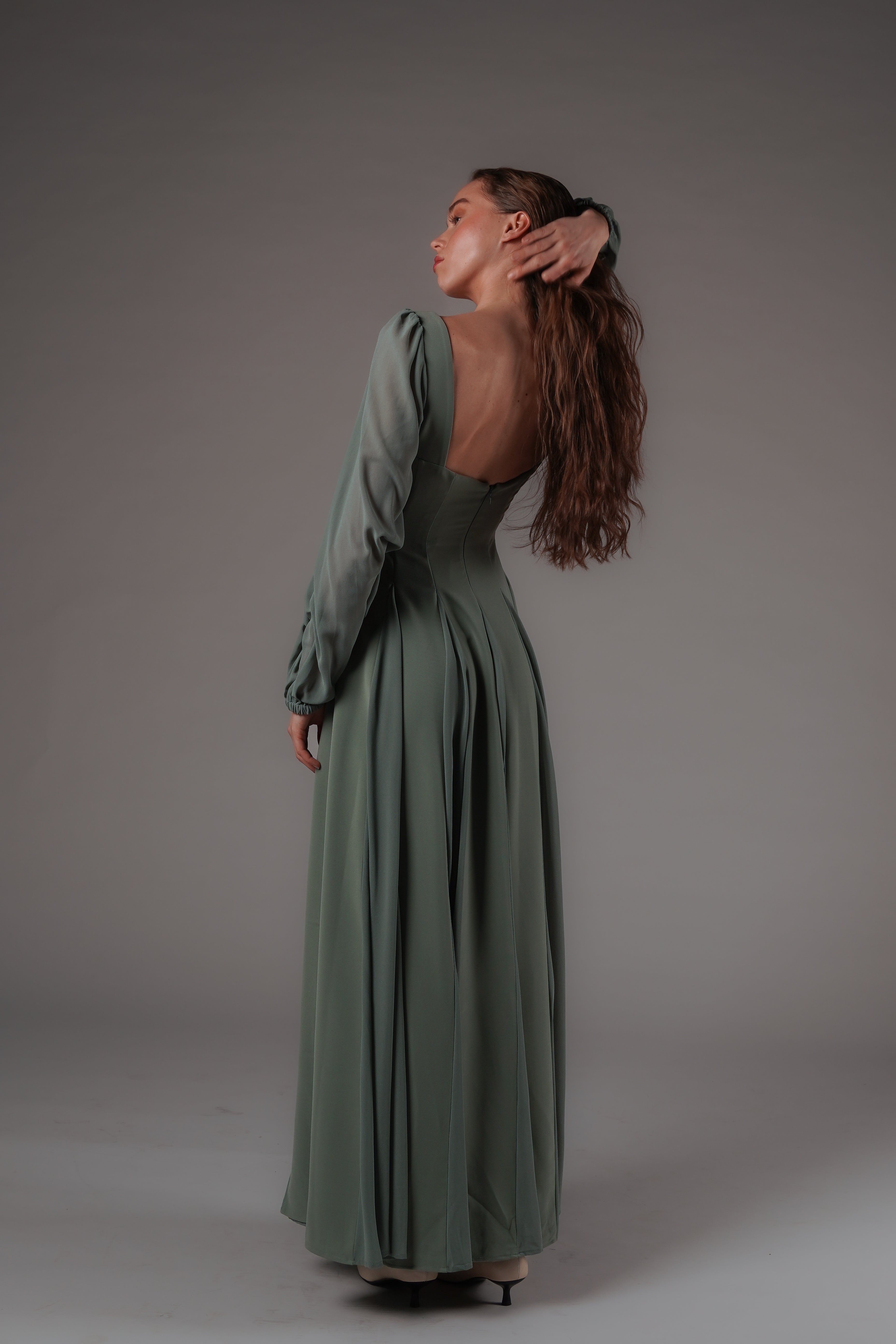 Alette Maxi Dress Long Sleeves Sage