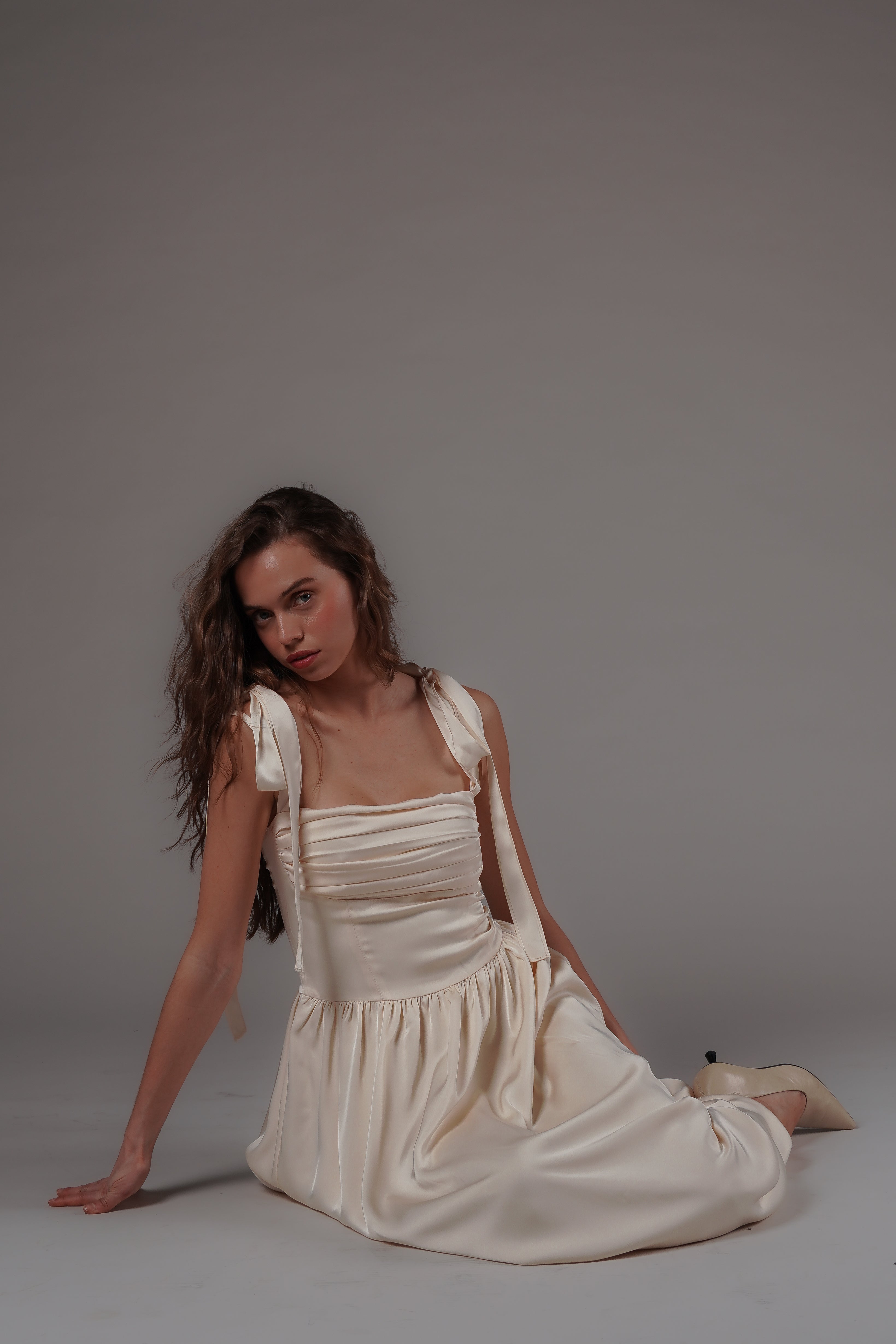 Elsa Maxi Dress Ivory Satin