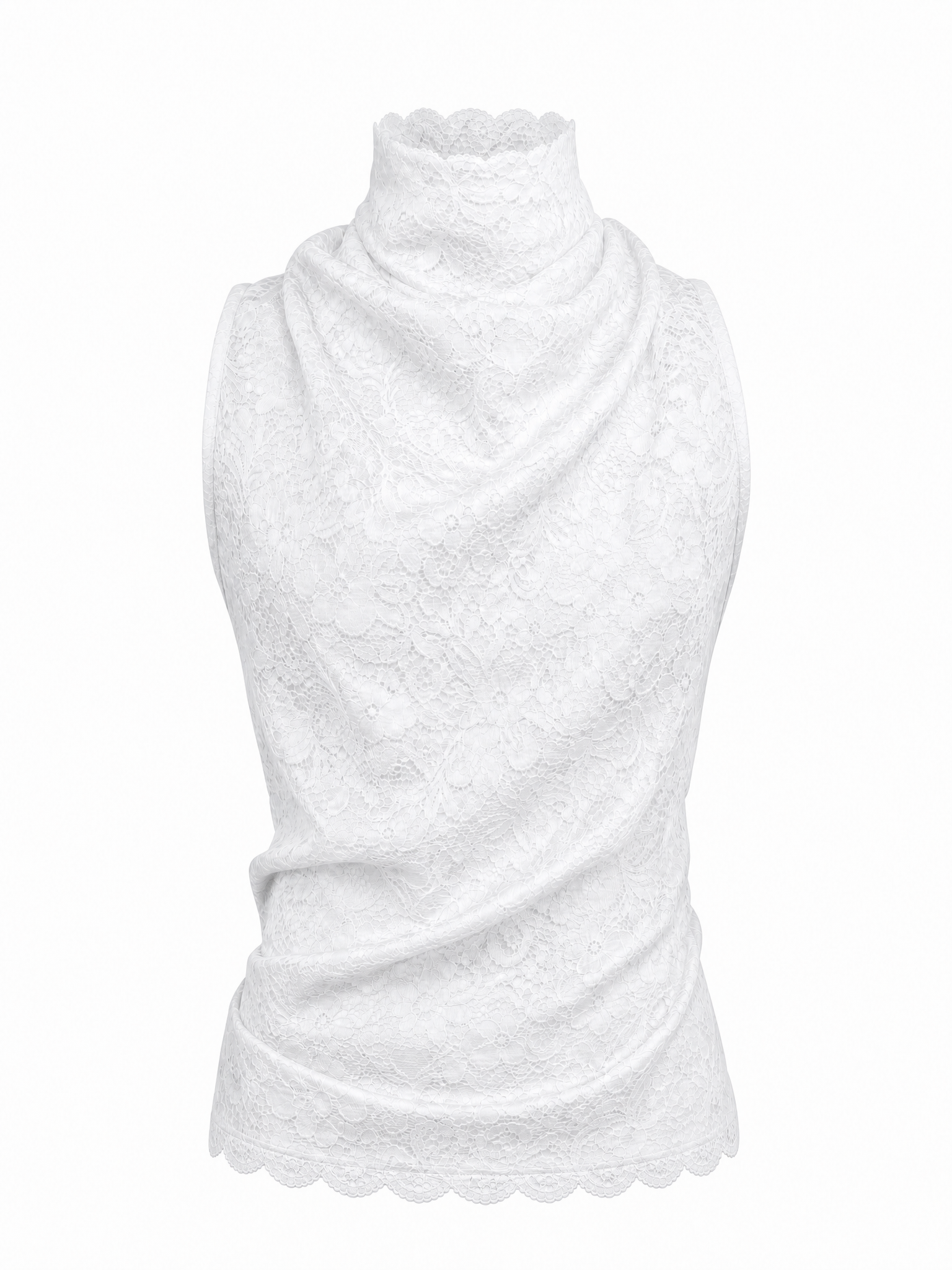 Helena High-Neck Lace Halter Top White