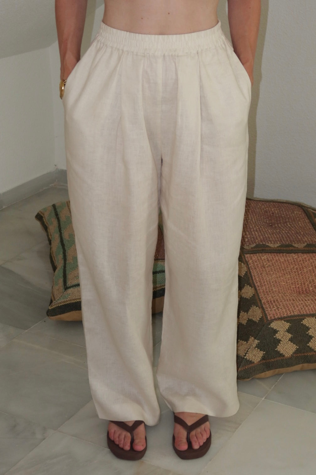 Line Linen Pant Ivory