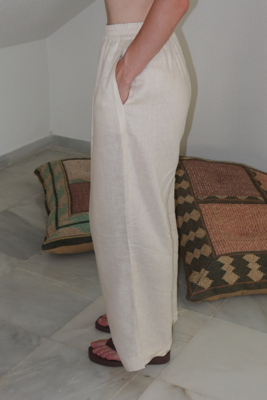 Line Linen Pant Ivory