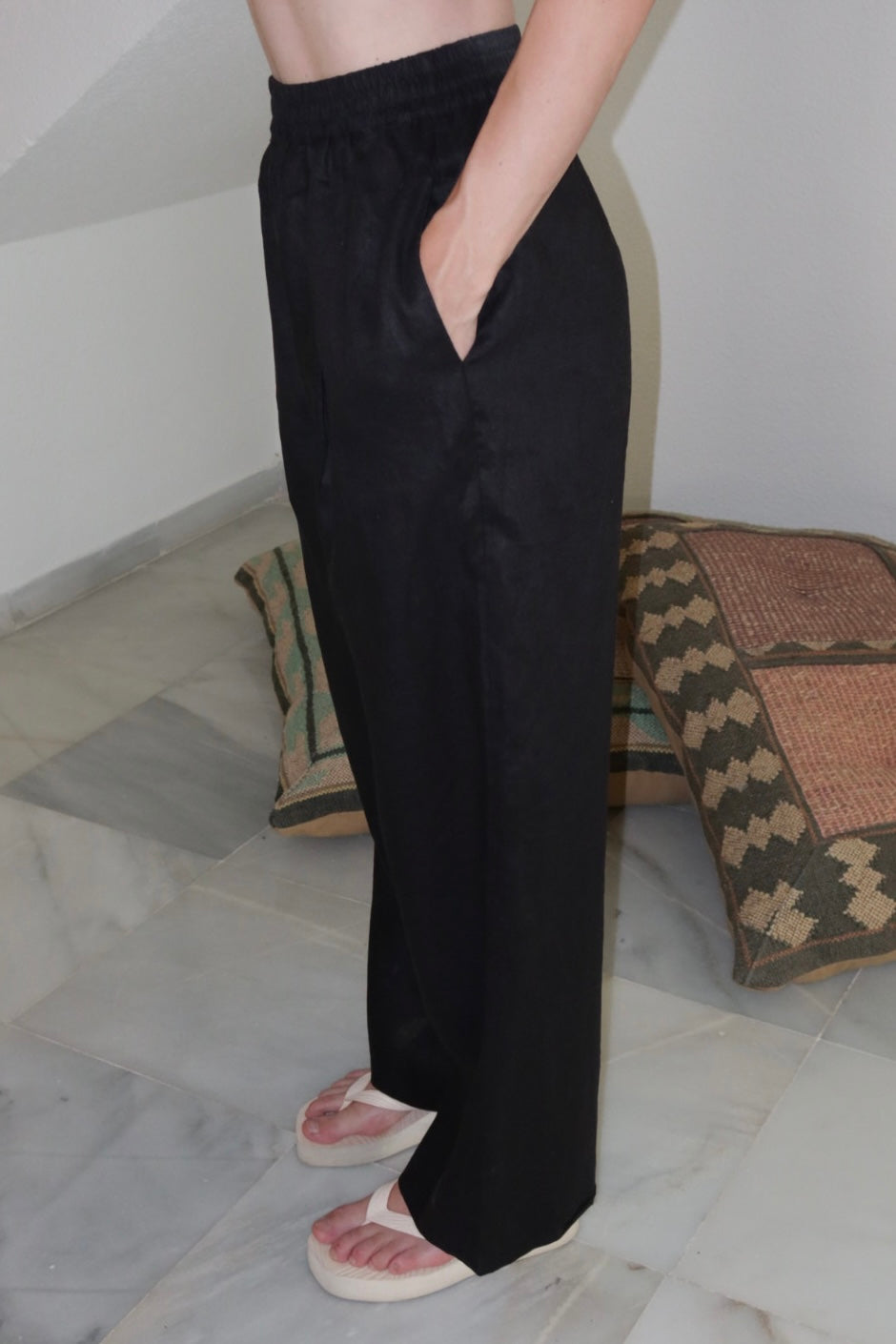 Line Linen Pant Black
