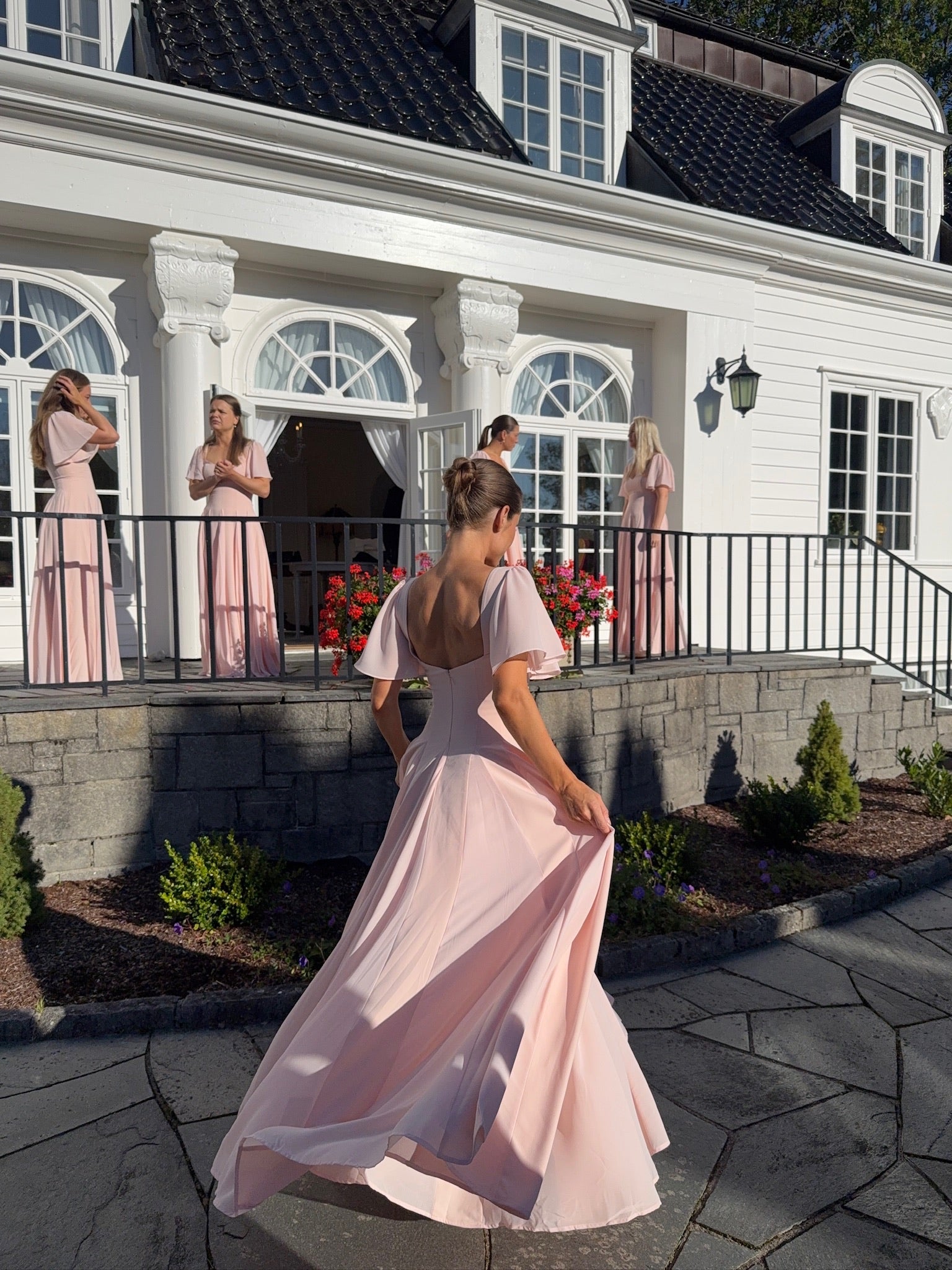 Alette Maxi Dress Flutter Sleeves Blush