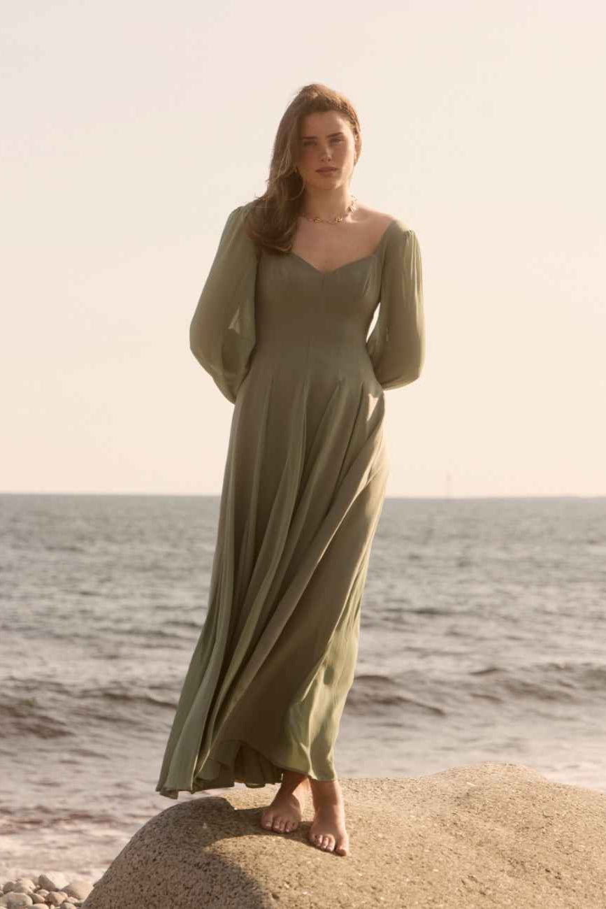 Alette Maxi Dress Long Sleeves Sage