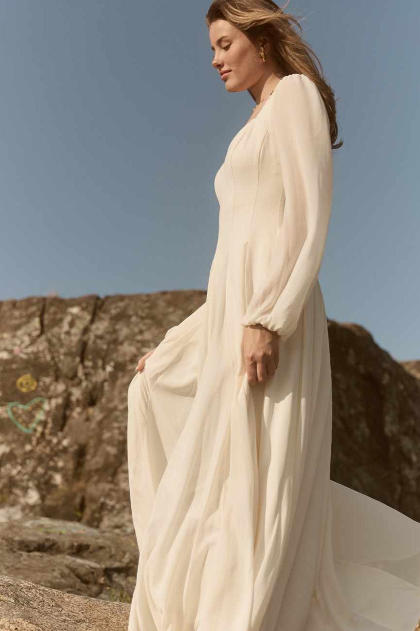 Alette Maxi Dress Long Sleeves Ivory