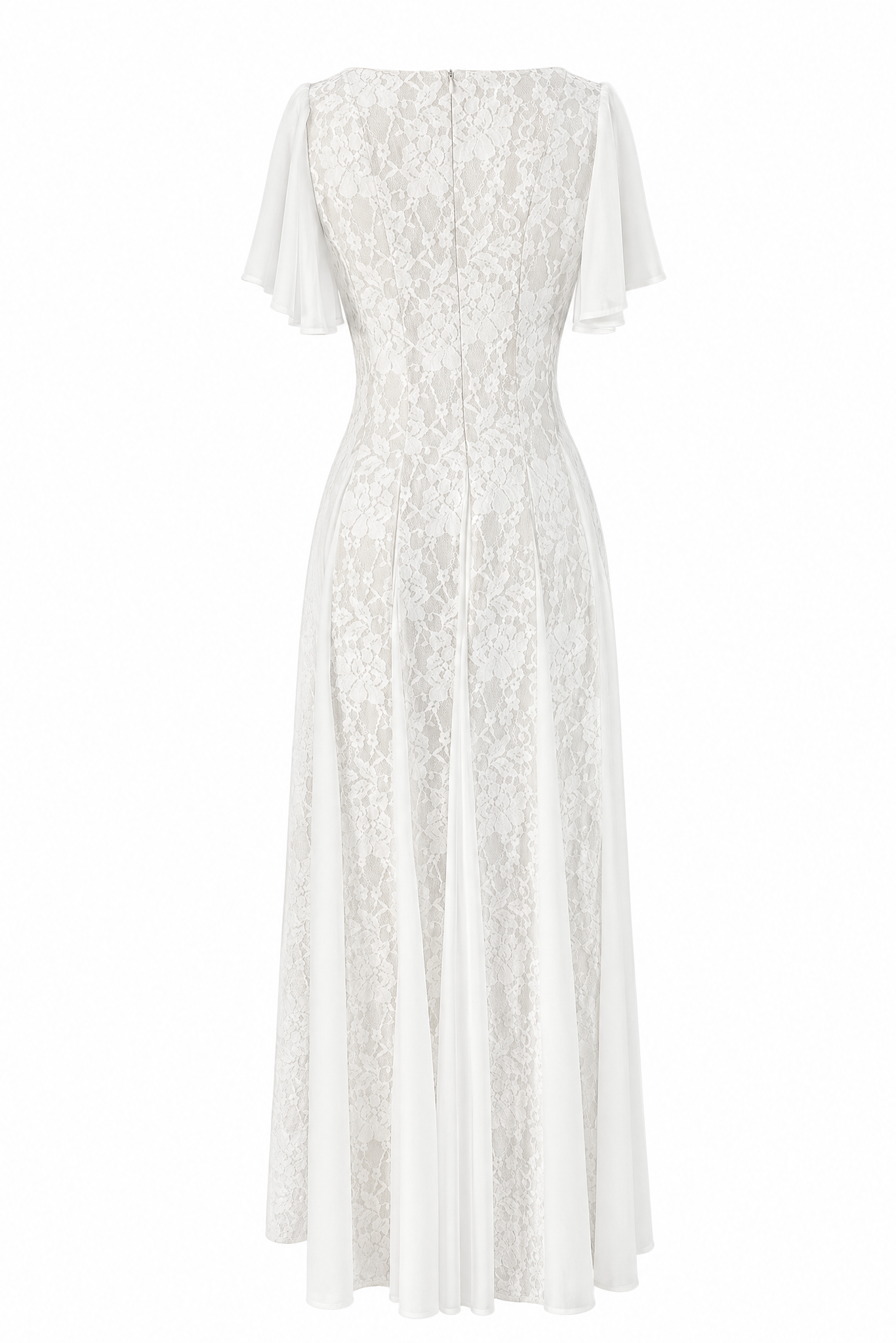 Ylva Maxi Dress Flutter Sleeve White