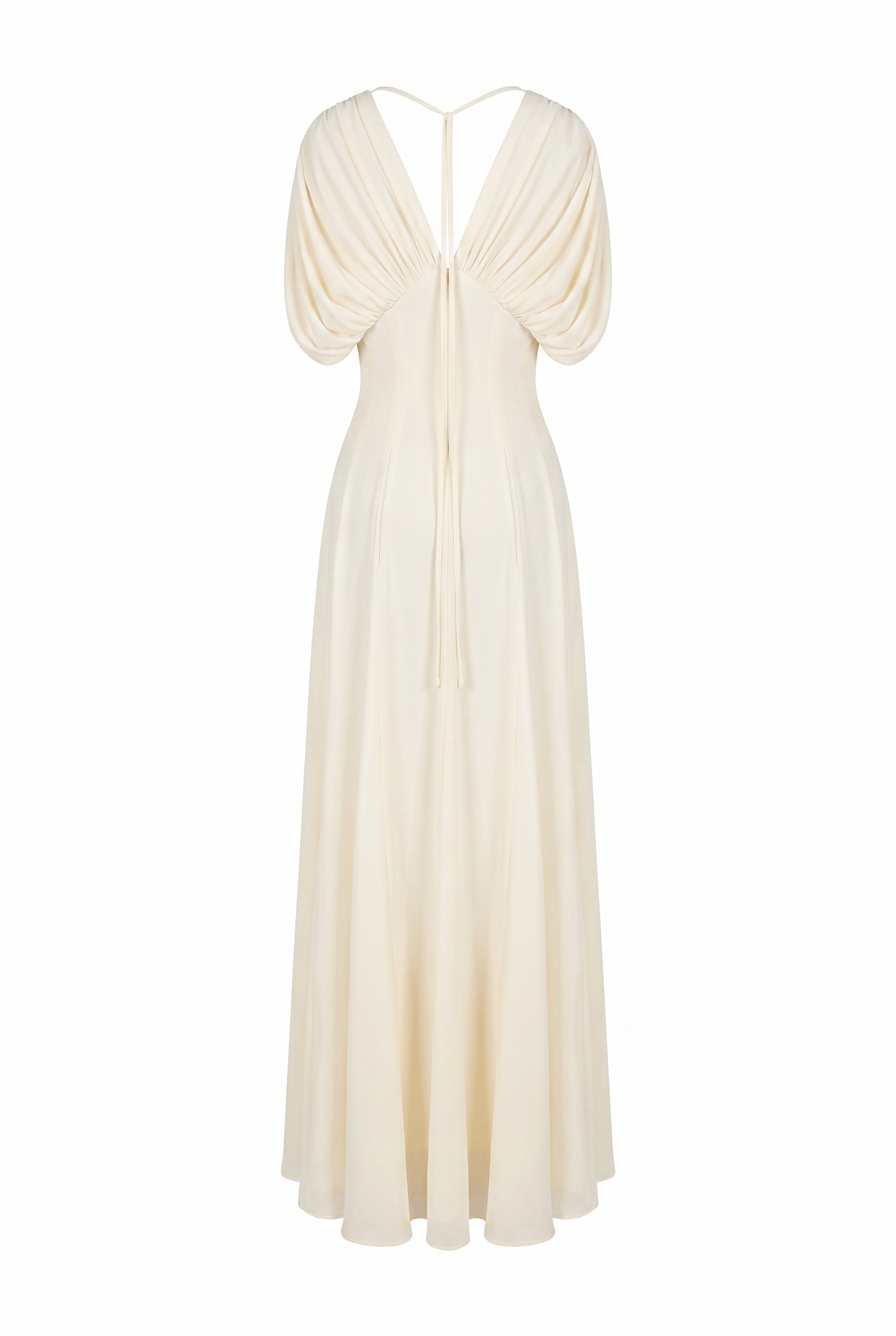 Alette Maxi Dress Draped Neckline Ivory