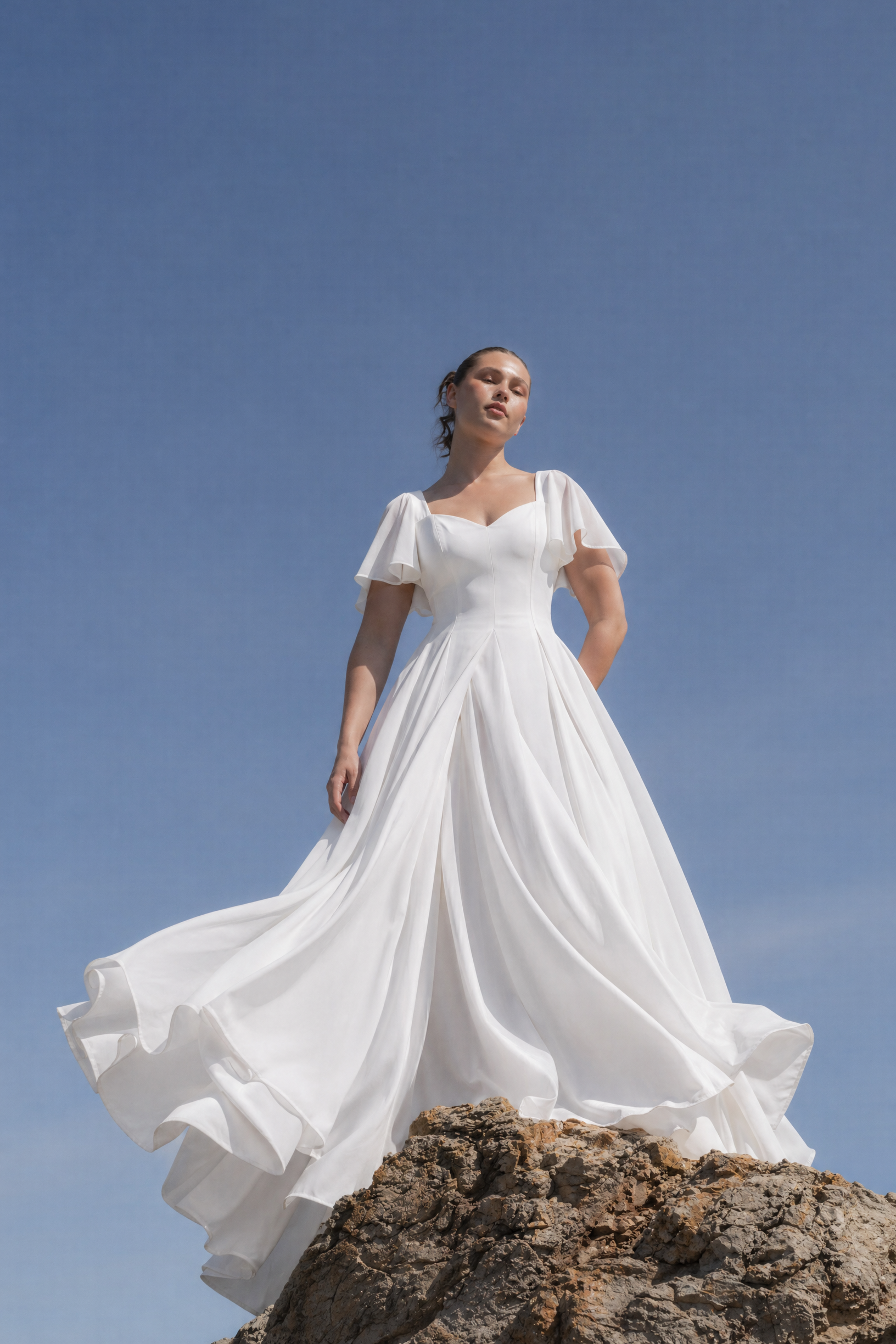 Alette Maxi Dress Flutter Sleeves White Bridal & Wedding Dress Alette Maxi Dress Flutter Sleeves White Bridal & Wedding Dress