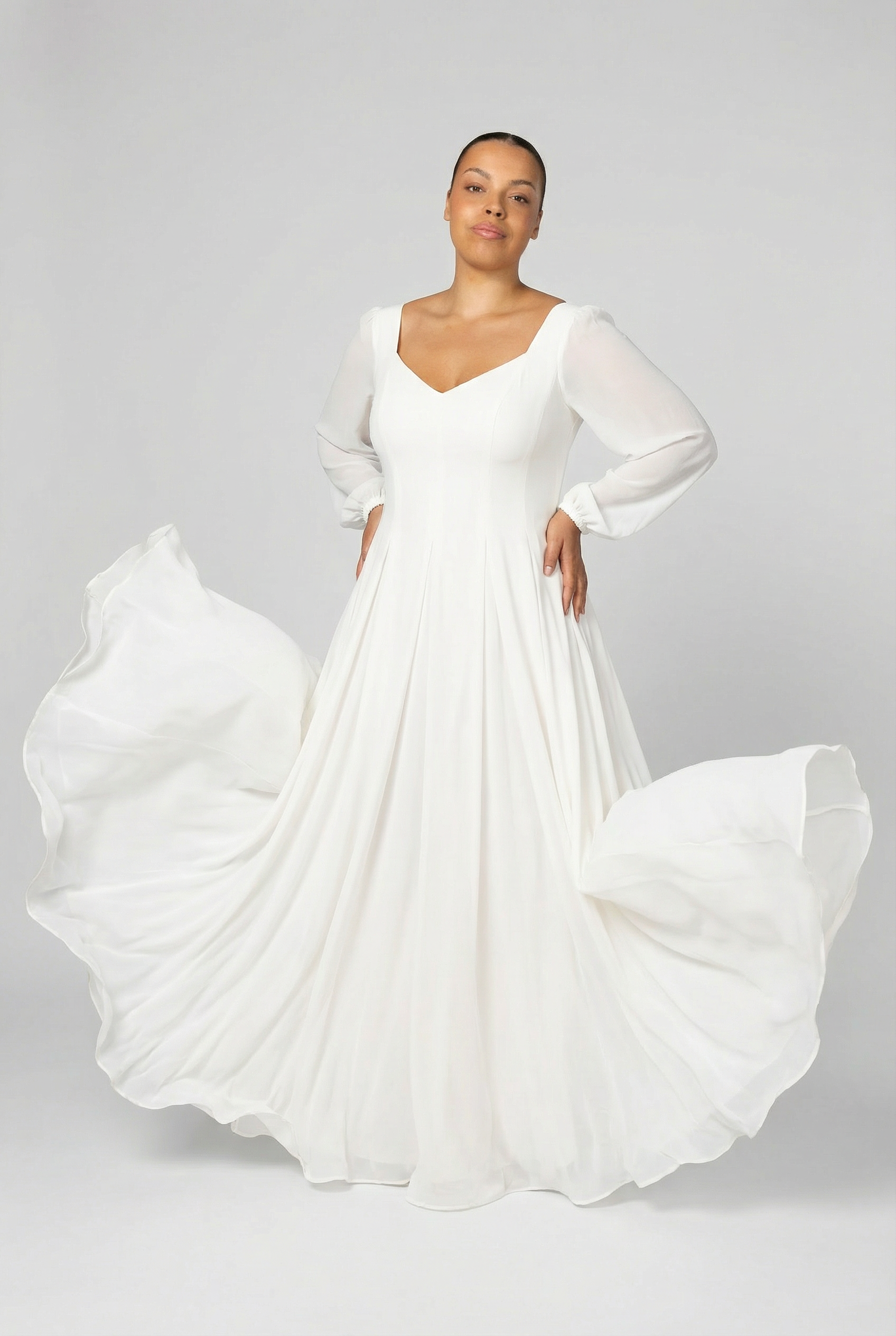 chinese dress ladies Alette Maxi Dress Long Sleeves – White Bridal & Wedding Dress