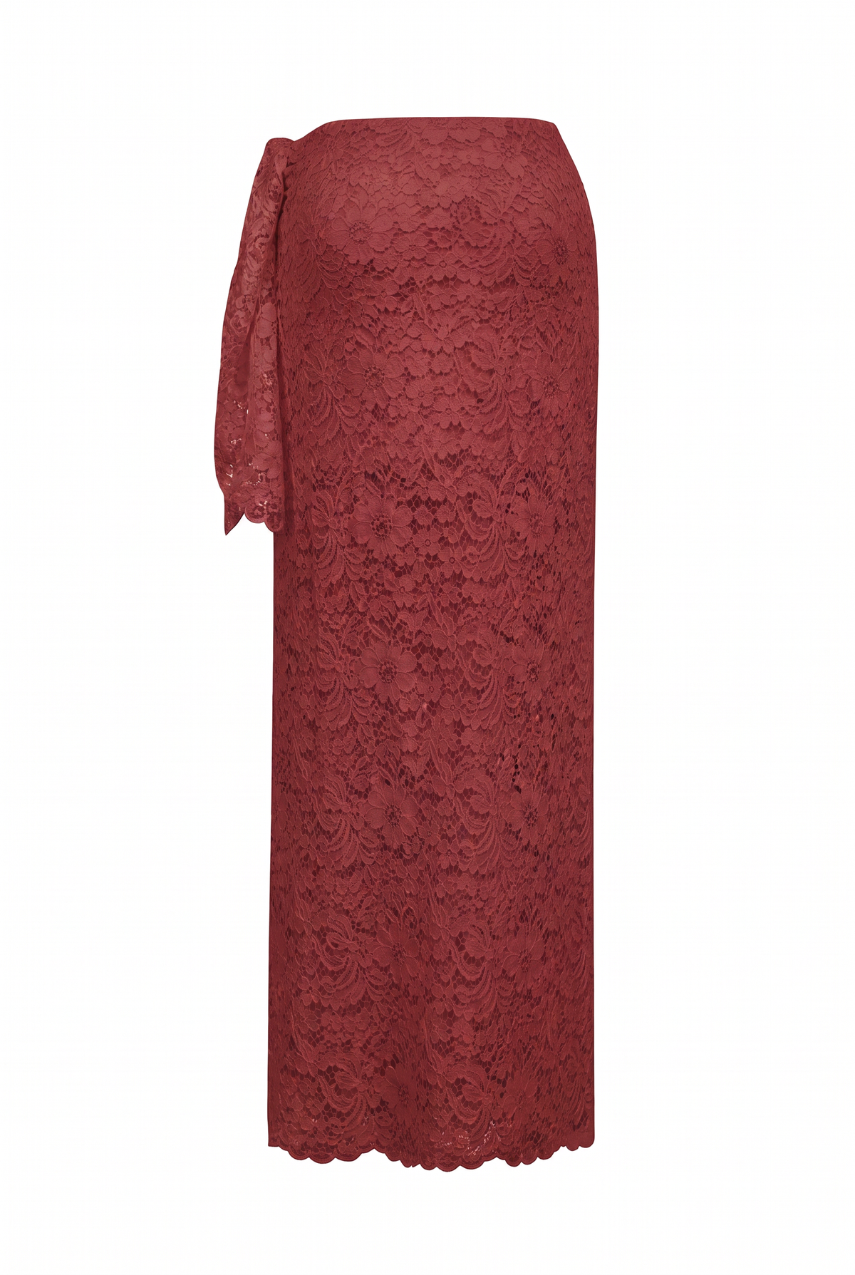 Helena Wrap Tie Lace Skirt Burgundy