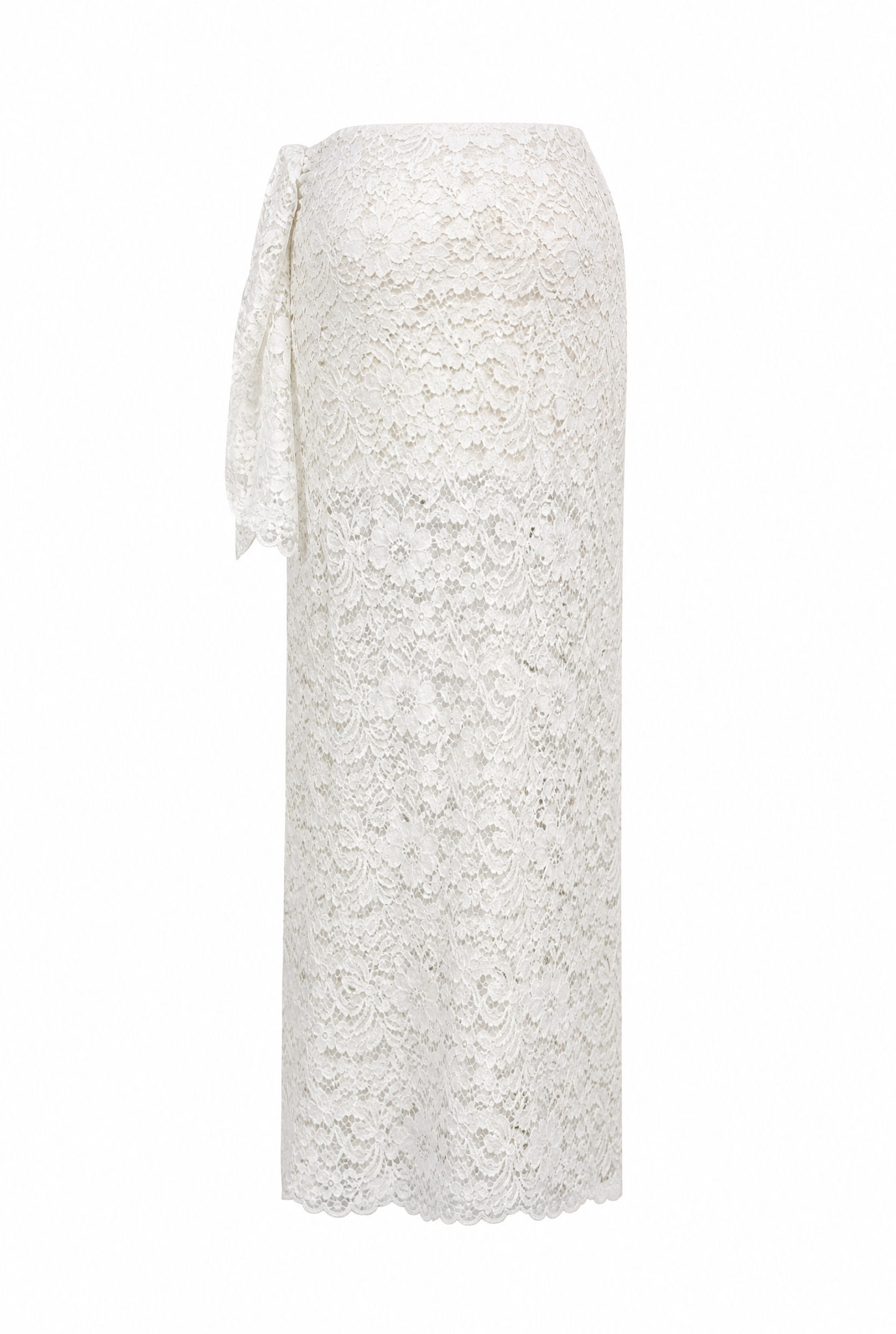 Helena Wrap Tie Lace Skirt White