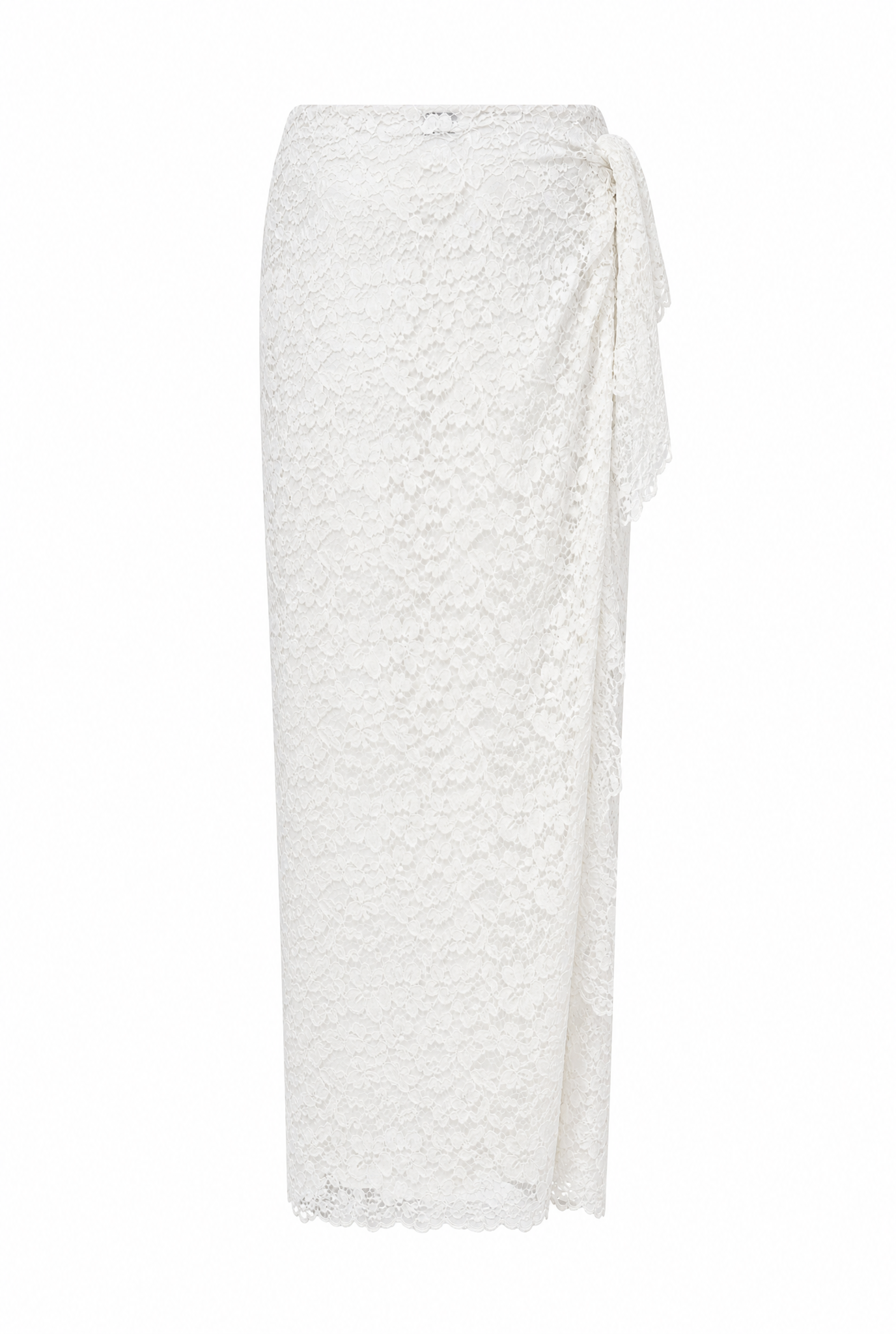 Helena Wrap Tie Lace Skirt White