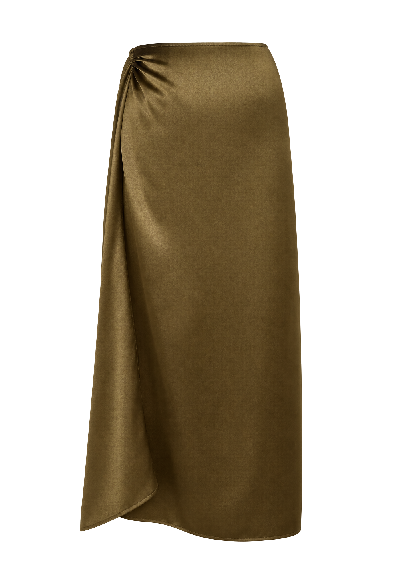 Helena Wrap Tie Silk Skirt Olive