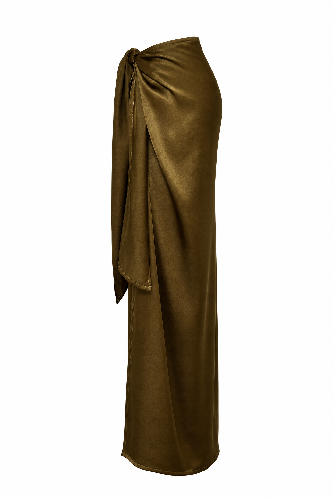 Helena Wrap Tie Silk Skirt Olive