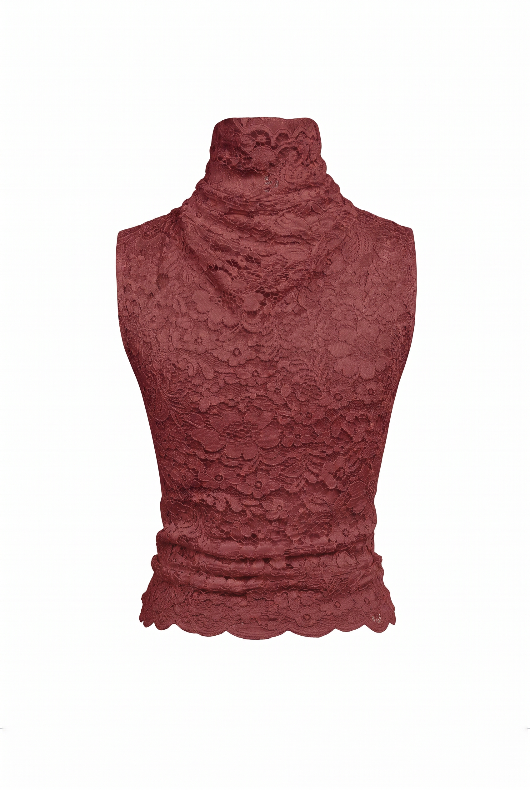Helena High-Neck Lace Halter Top Burgundy