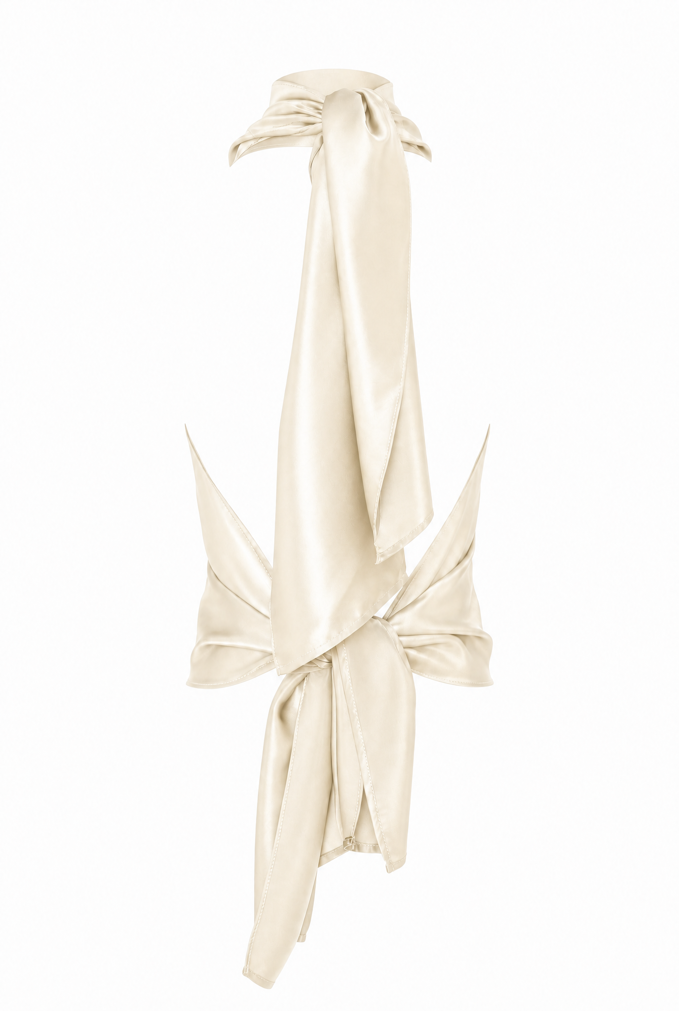 Helena High-Neck Silk Halter Top Ivory