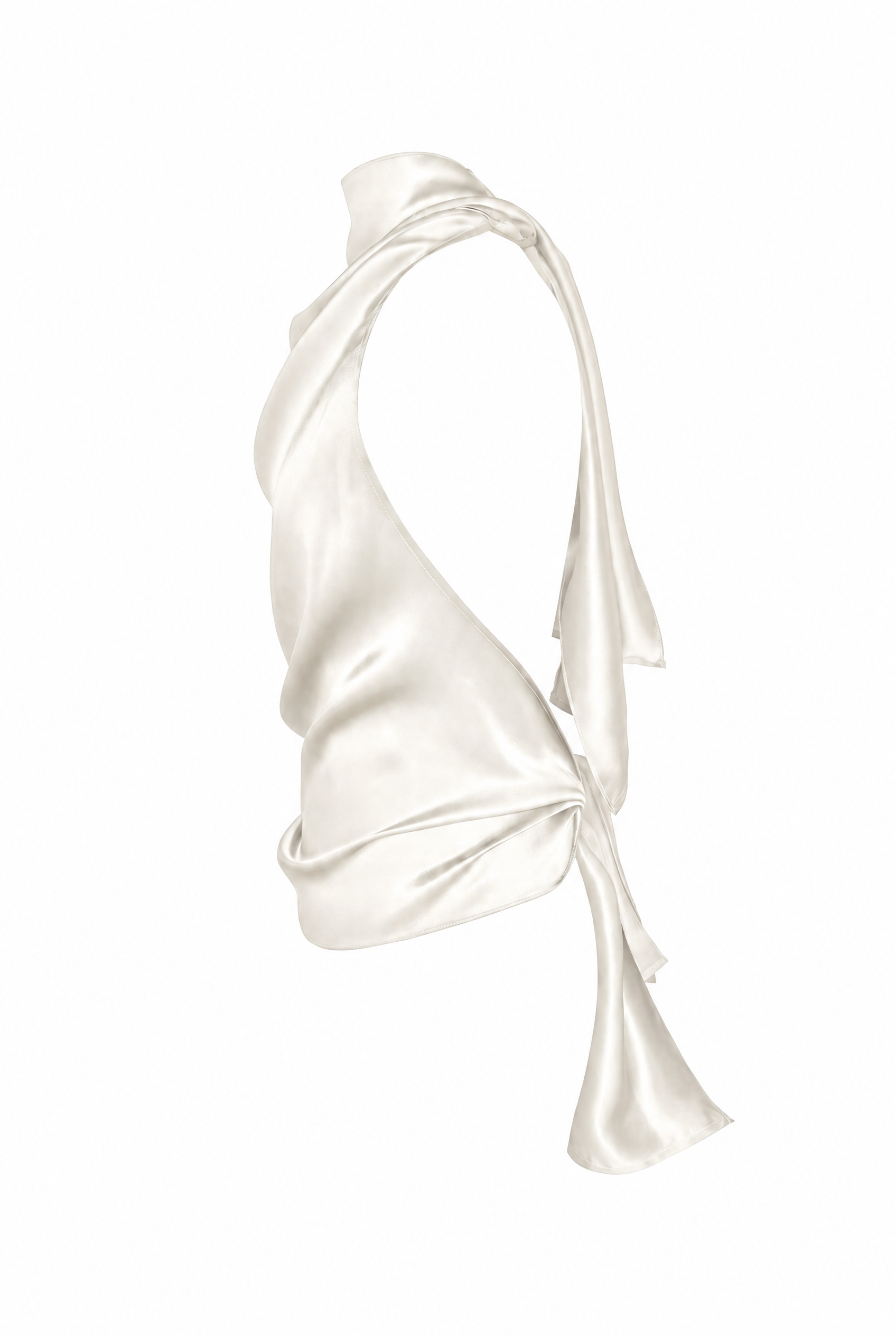 Helena High-Neck Silk Halter Top Ivory