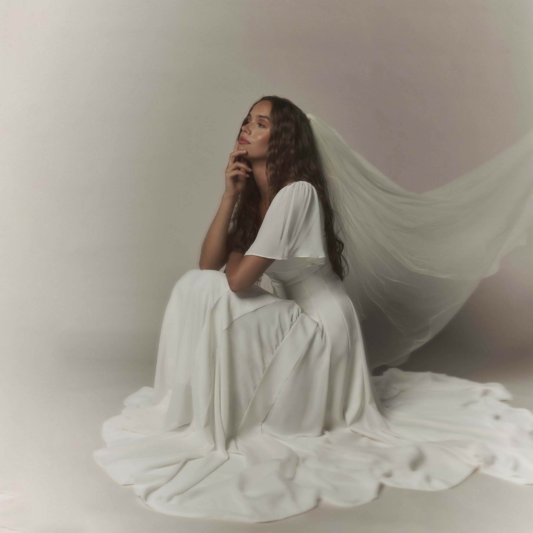 Alette Maxi Dress Flutter Sleeves White