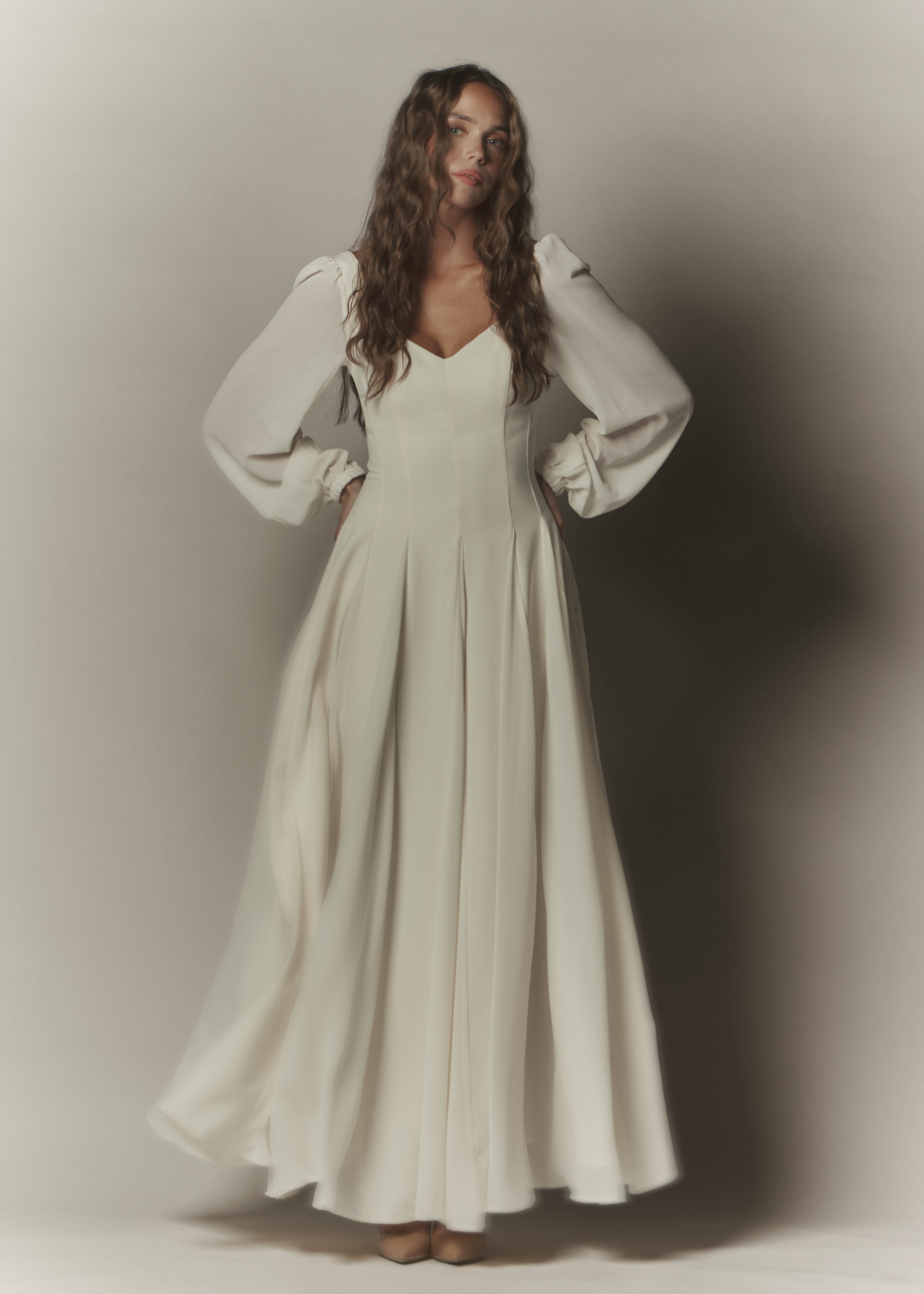 Alette Maxi Dress Long Sleeves Ivory