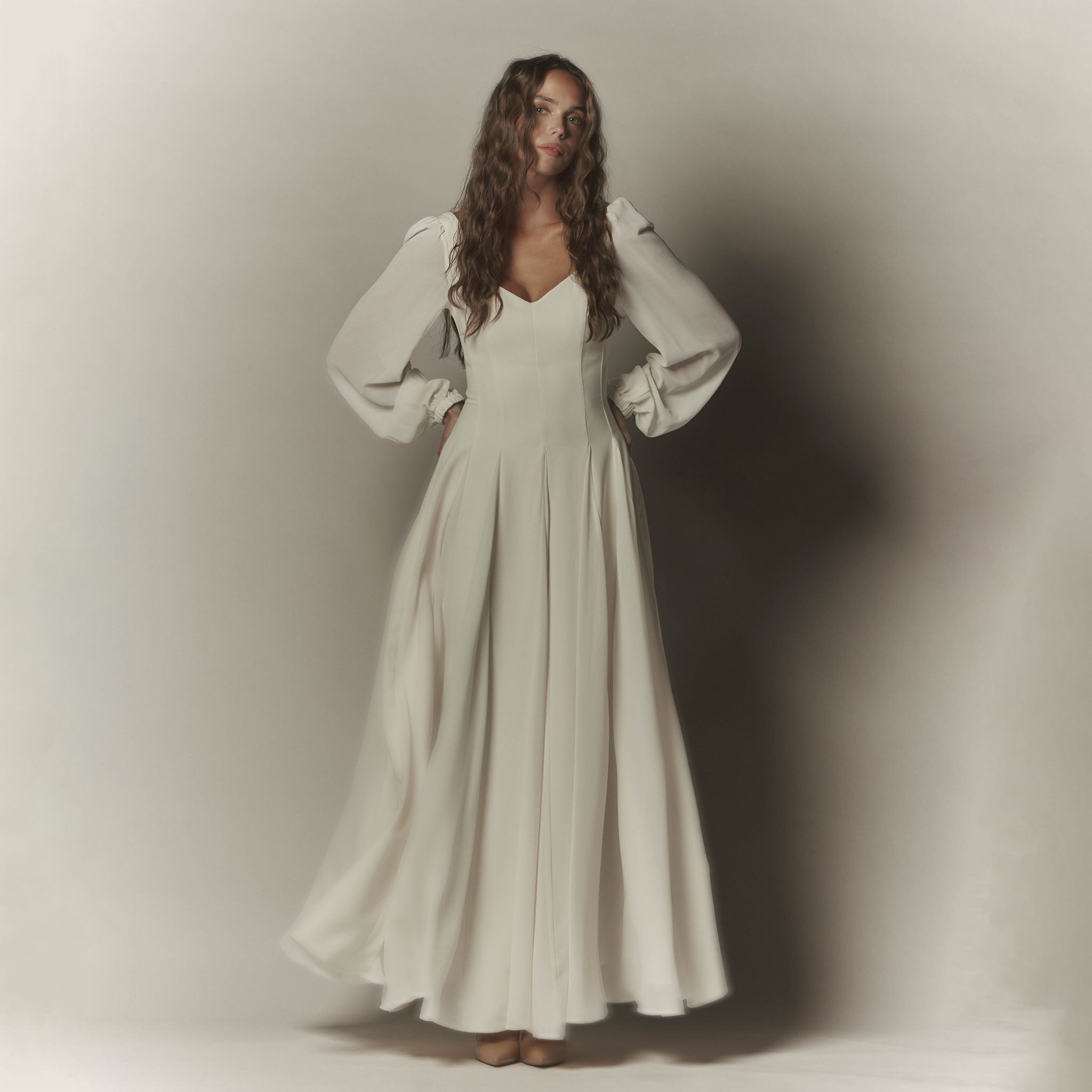 Alette Maxi Dress Long Sleeves Ivory