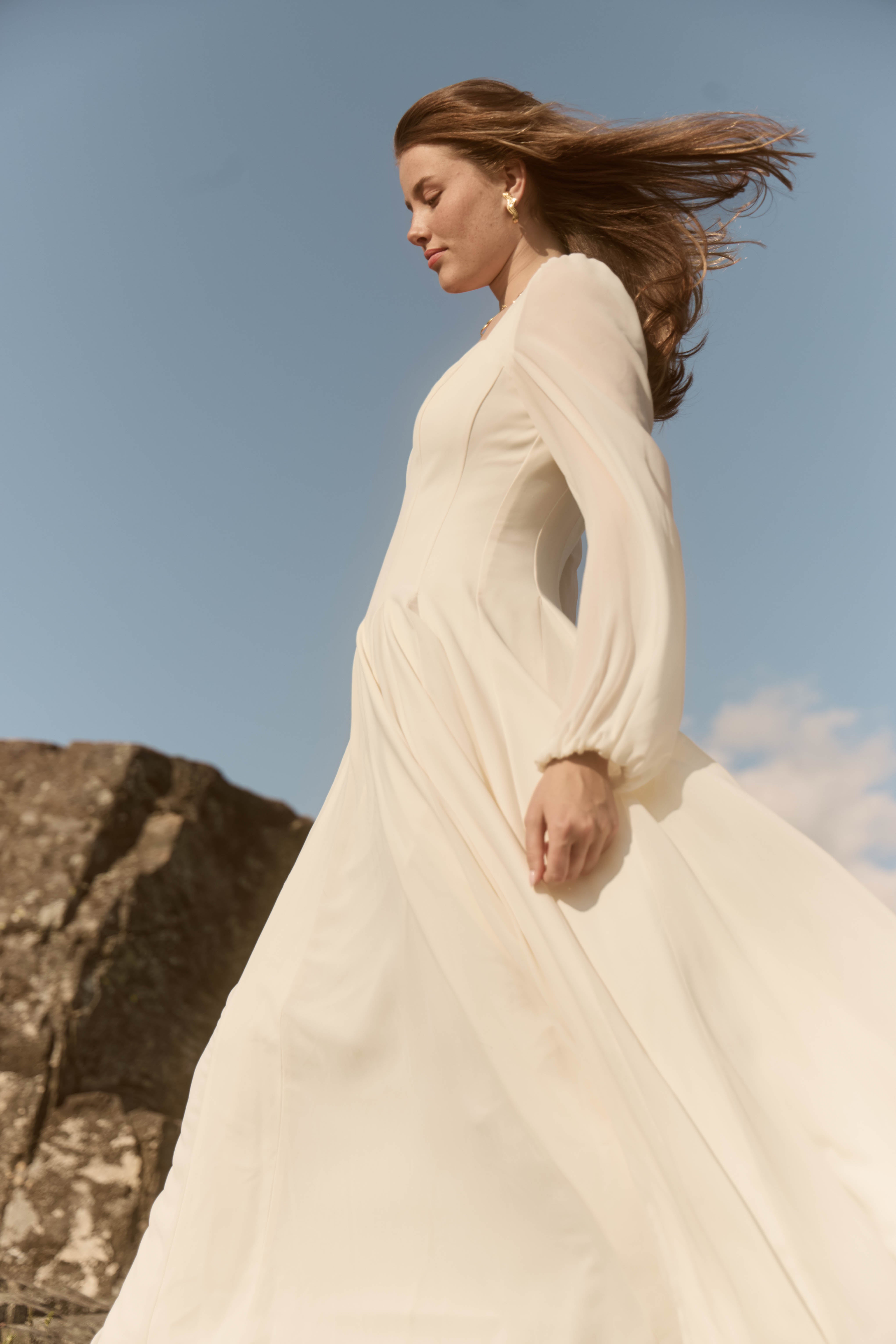 Alette Maxi Dress Long Sleeves Ivory
