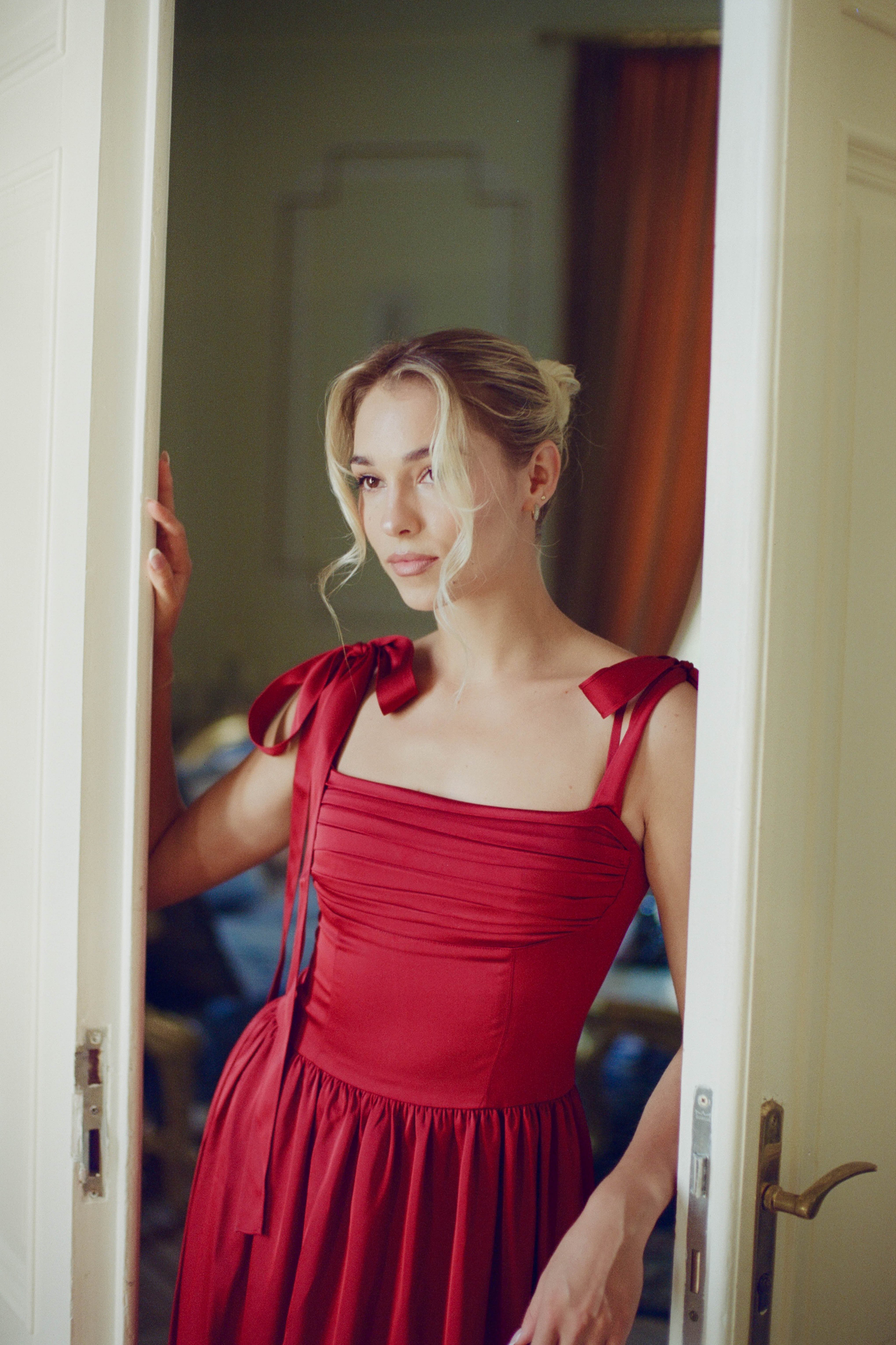 Elsa Maxi Dress Burgundy Satin