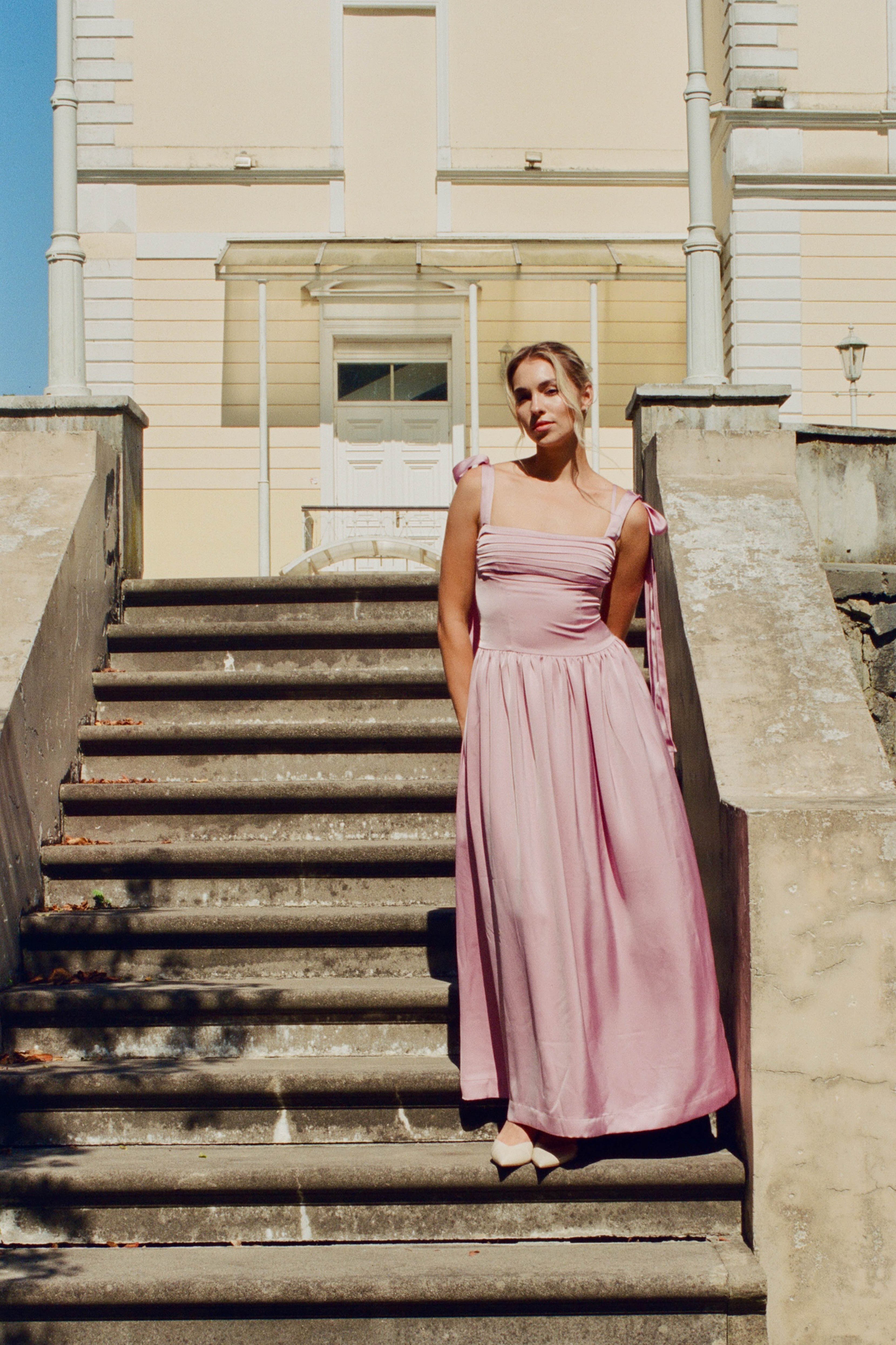 Elsa Maxi Dress Dusty Rose Satin