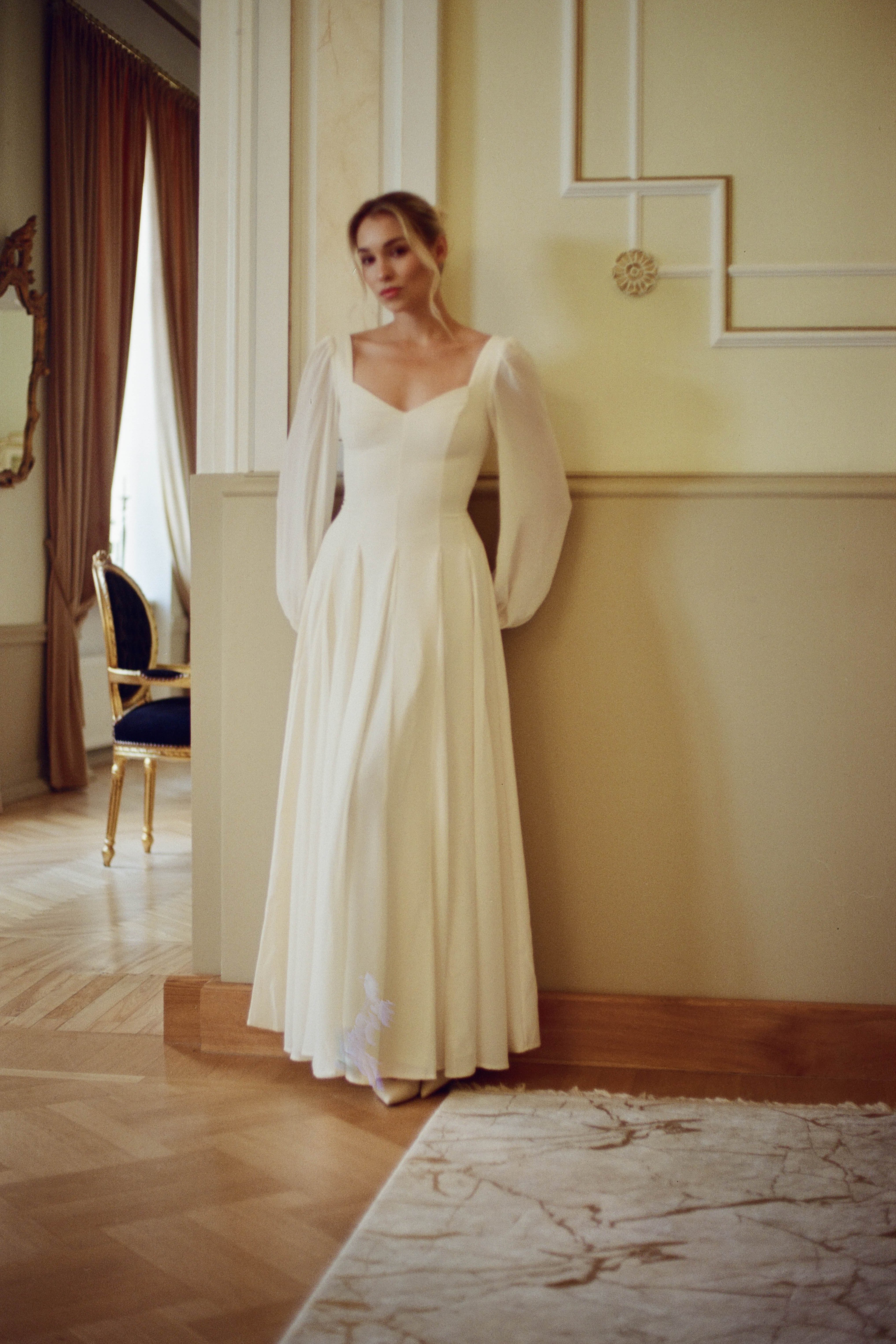 Alette Maxi Dress Long Sleeves Ivory