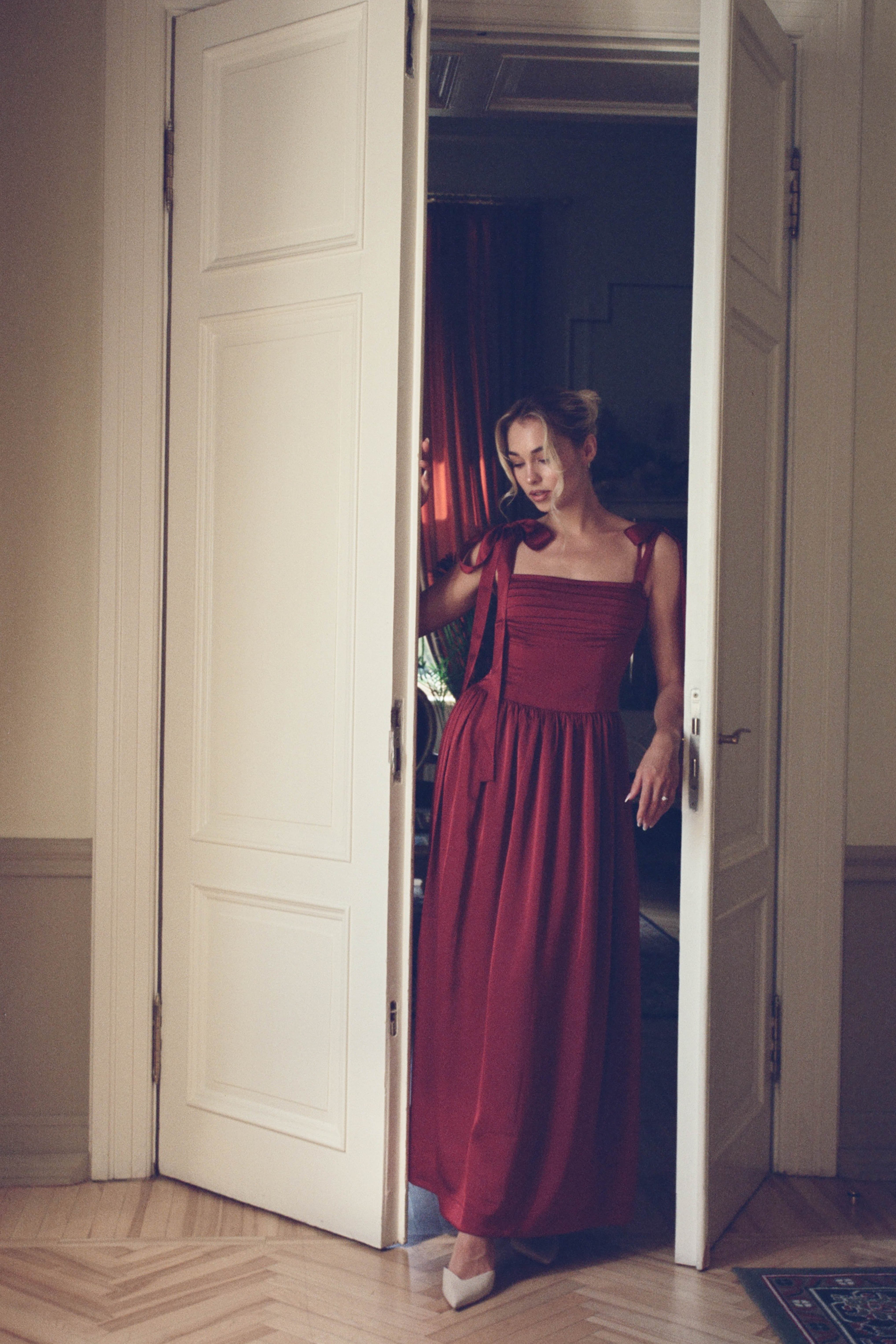 Elsa Maxi Dress Burgundy Satin
