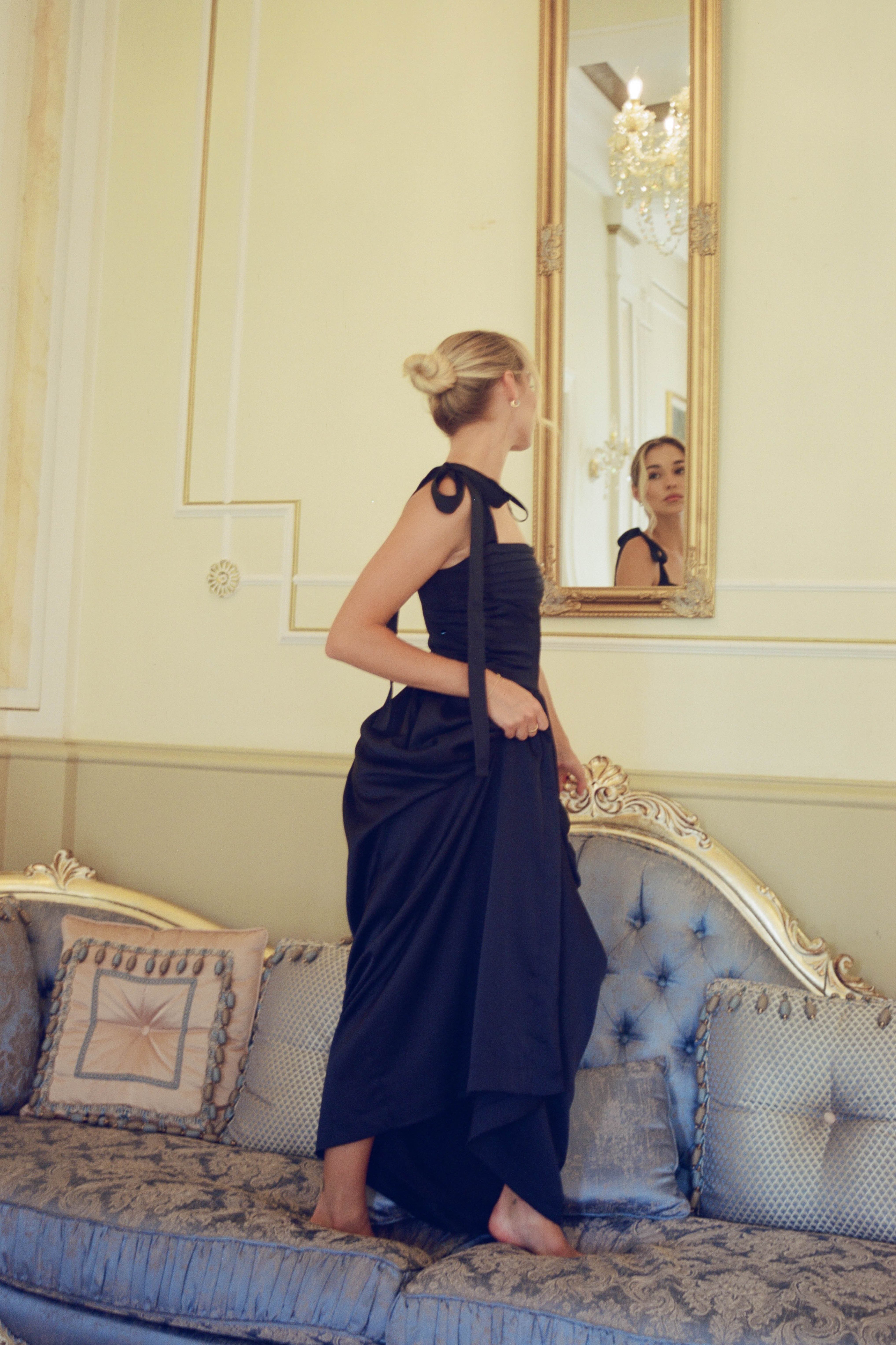Elsa Maxi Dress Navy Satin