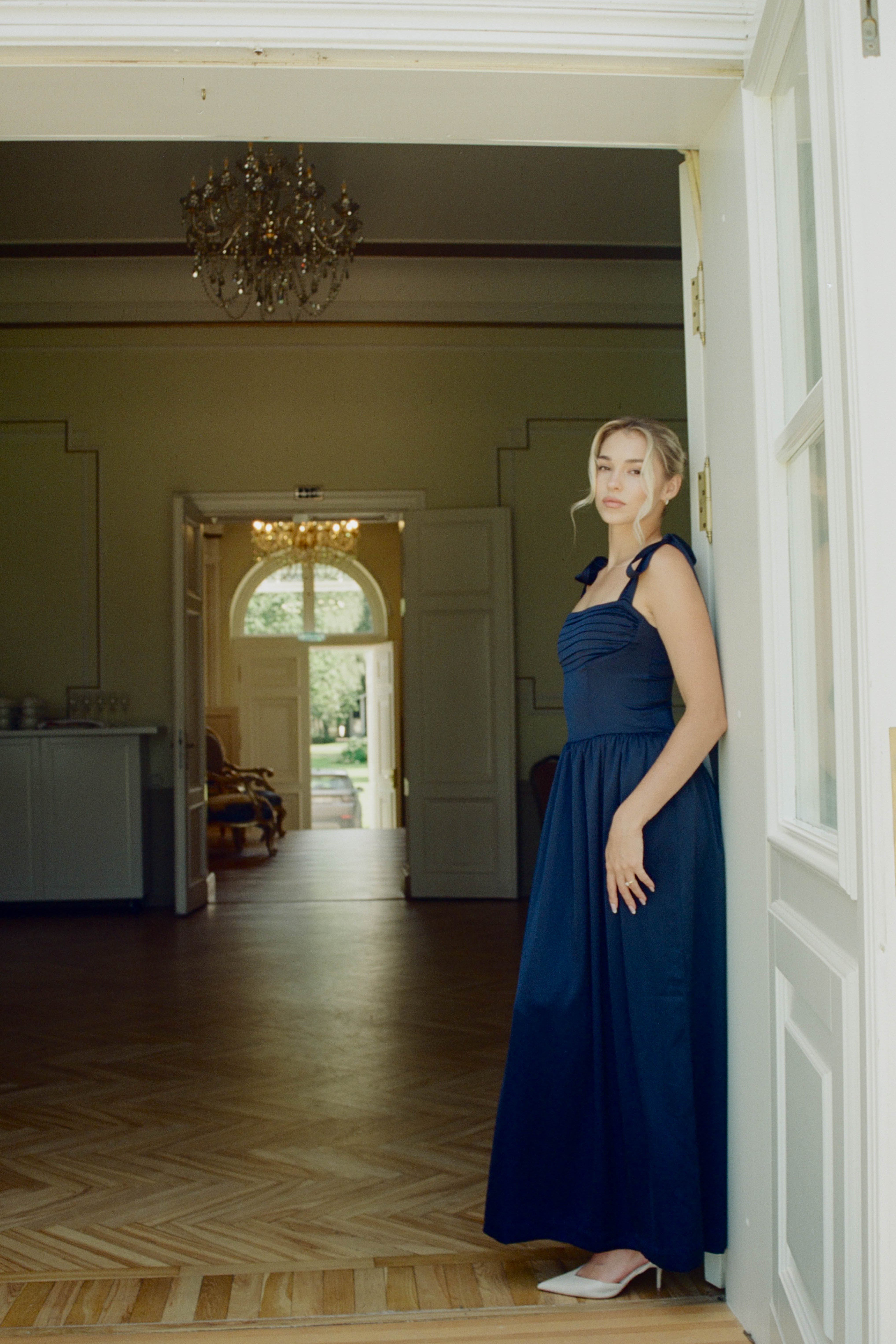 Elsa Maxi Dress Navy Satin