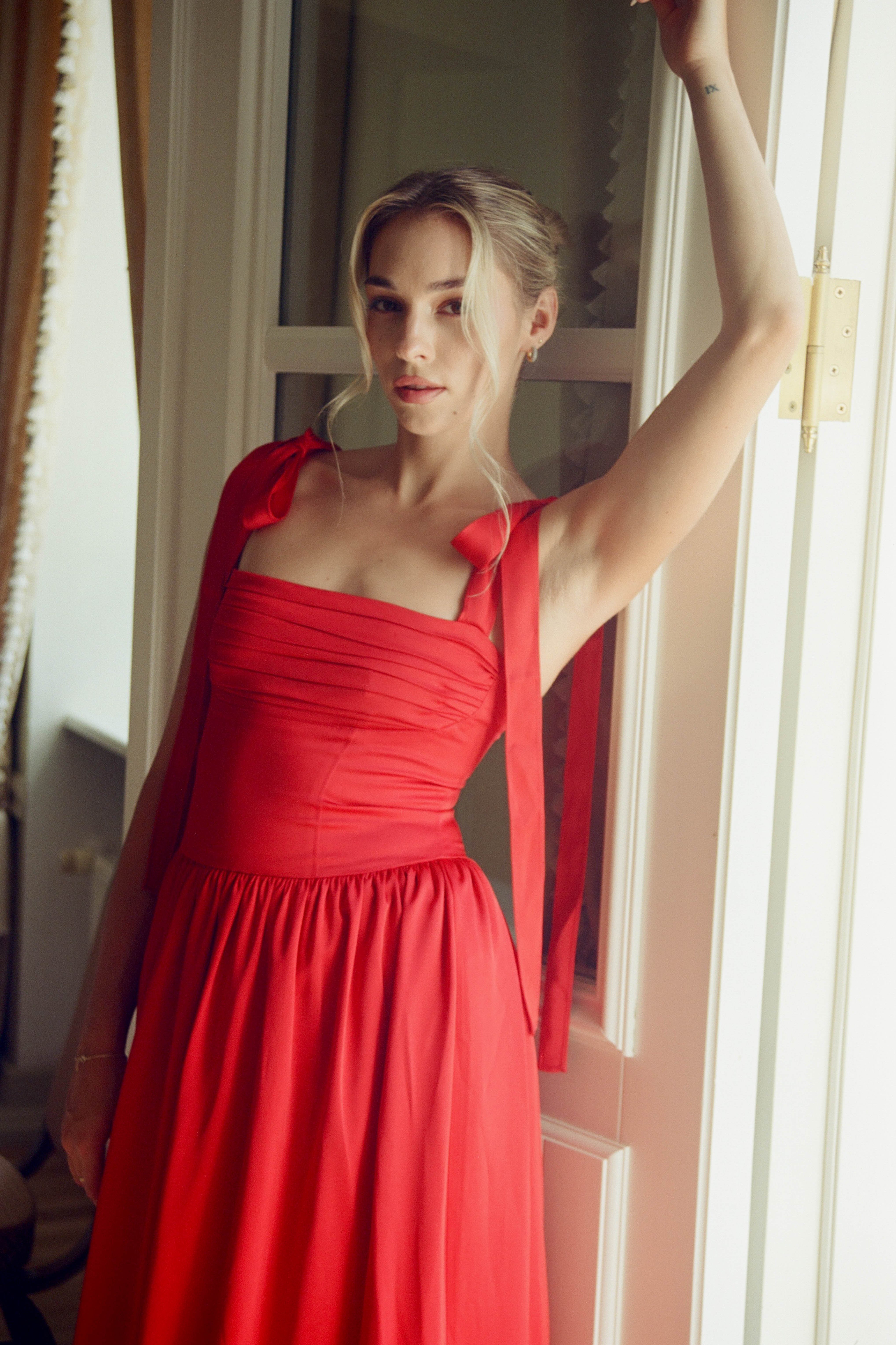 Elsa Maxi Dress Red Satin
