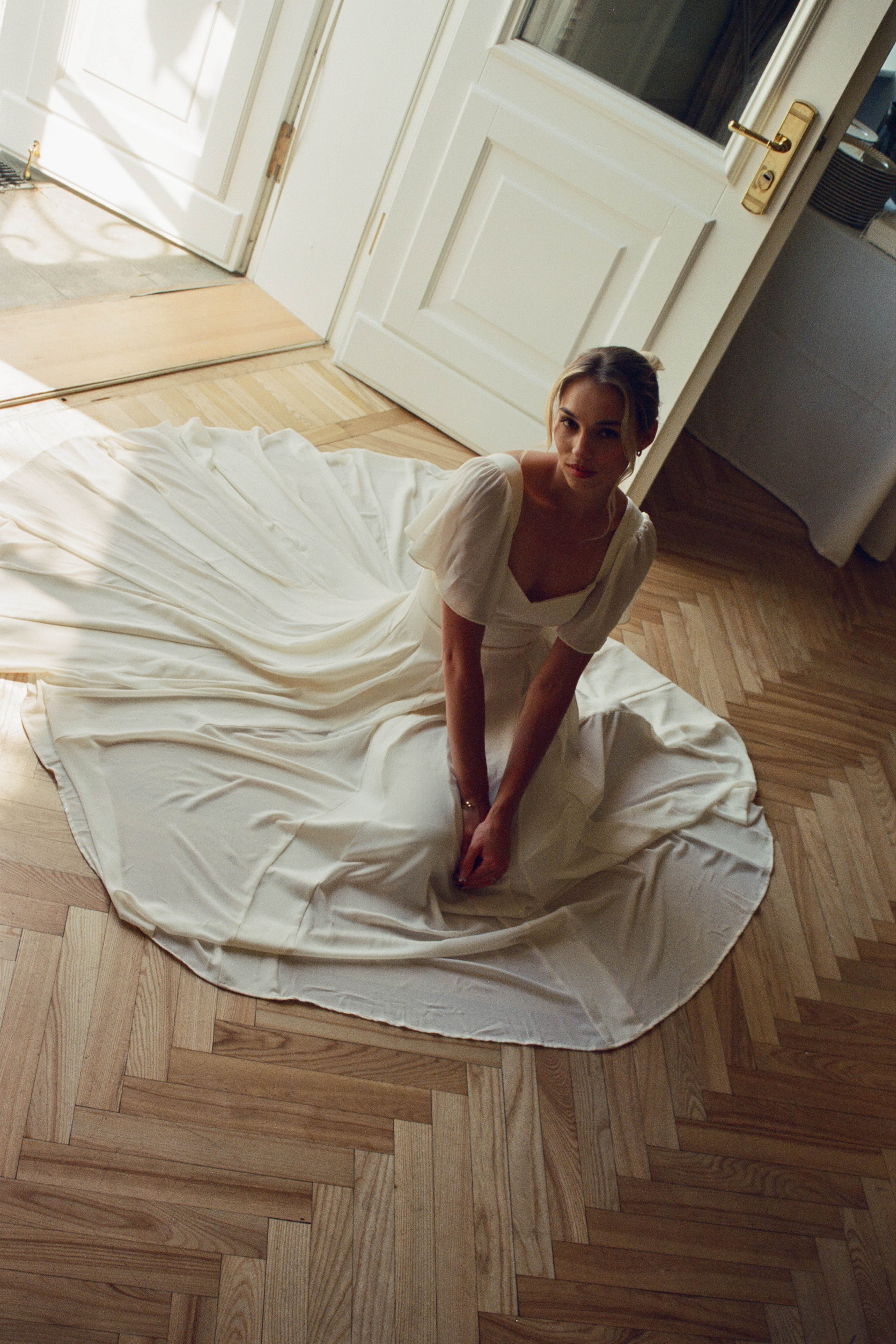 Alette Maxi Dress Flutter Sleeves Ivory