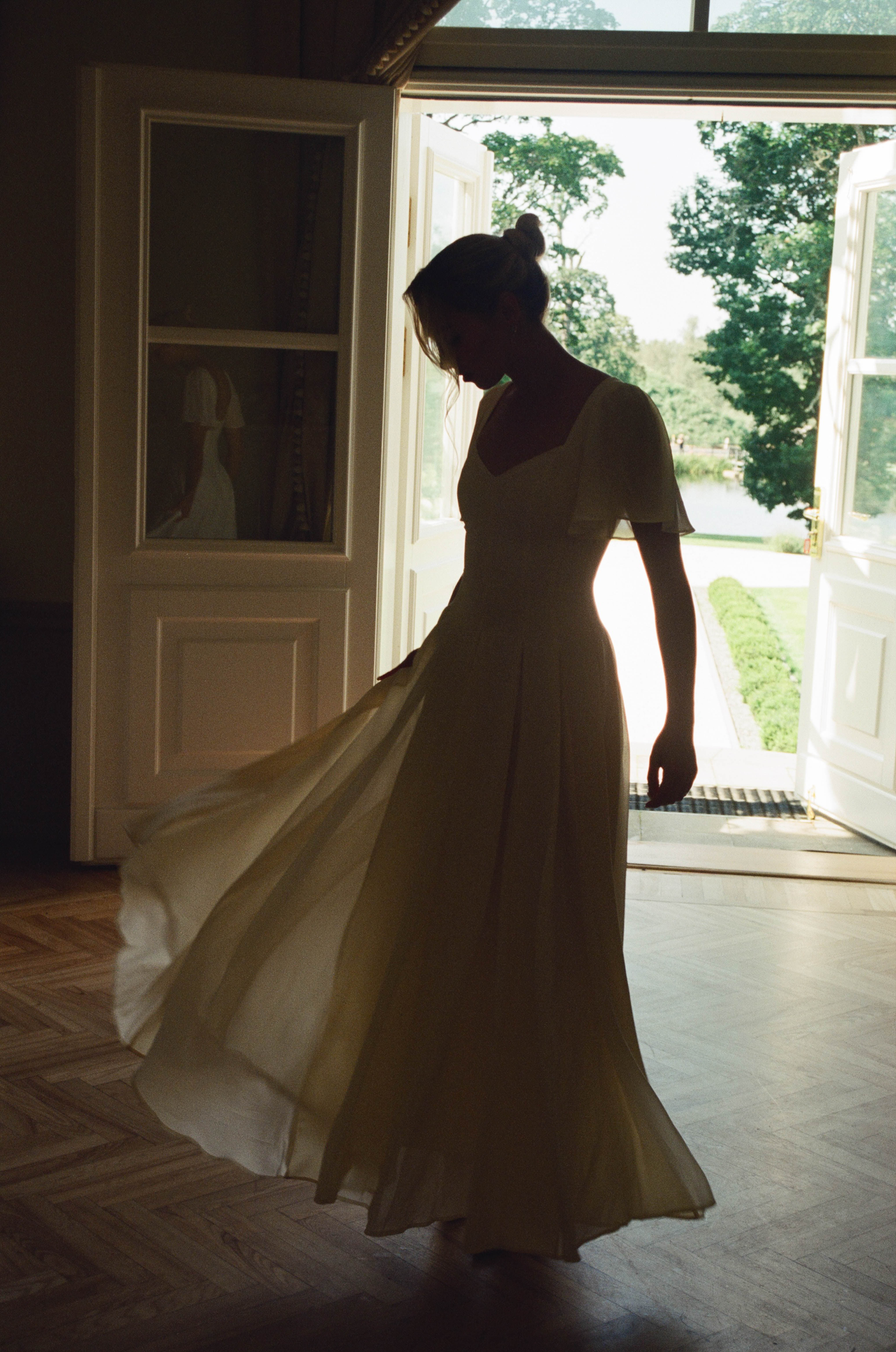 Alette Maxi Dress Flutter Sleeves Ivory