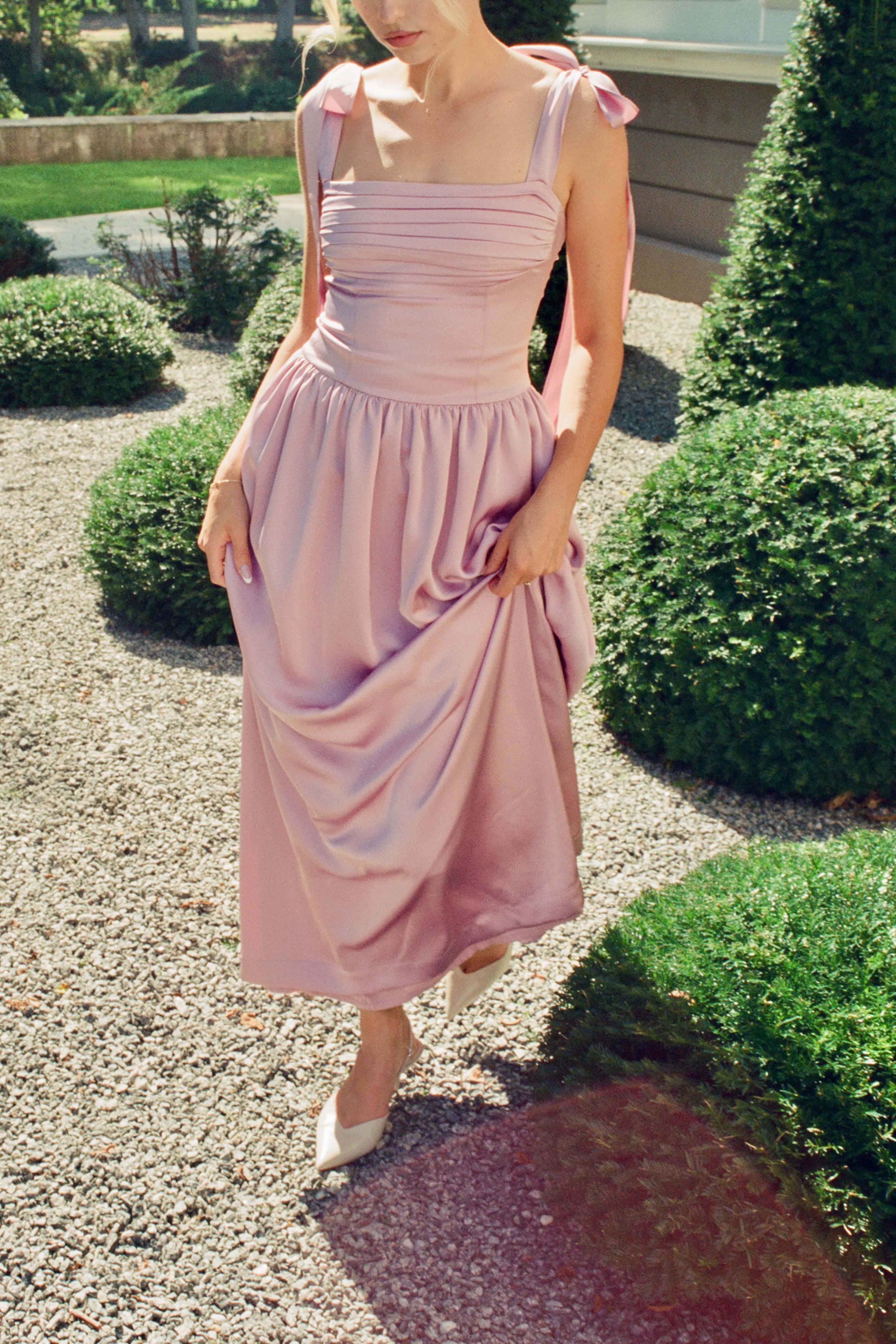Elsa Maxi Dress Dusty Rose Satin