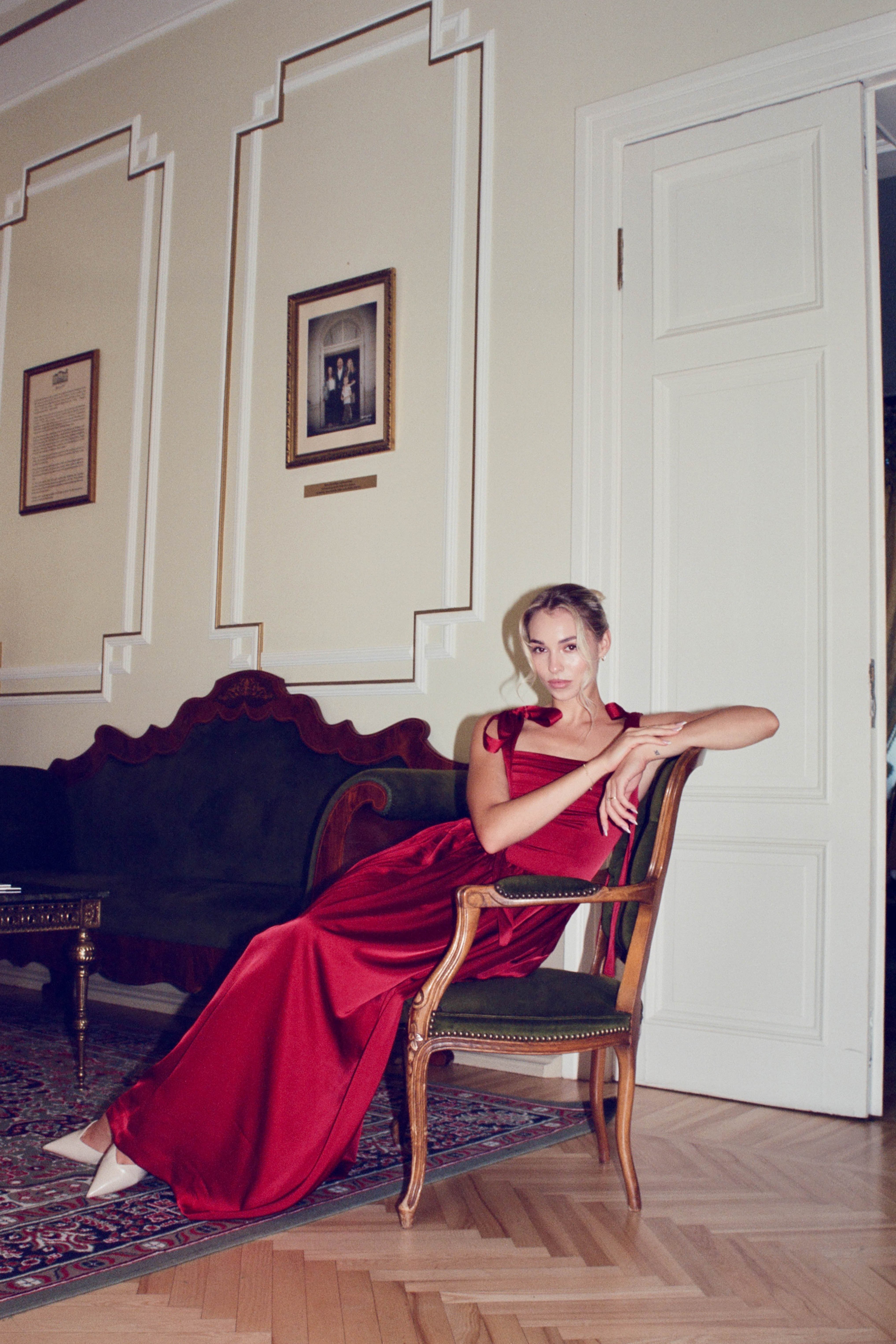 Elsa Maxi Dress Burgundy Satin