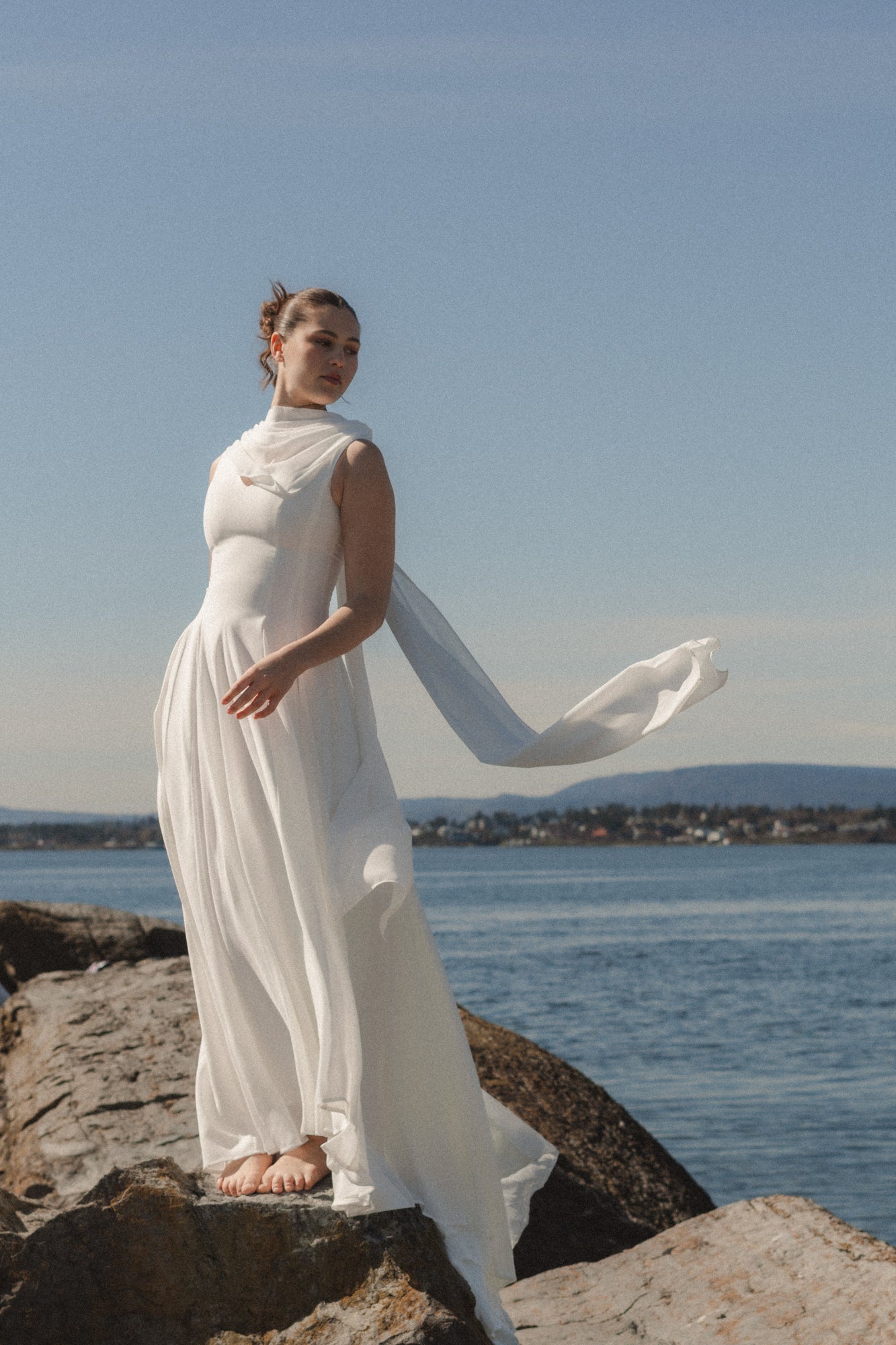Frøya Bridal Maxi Dress with Train White