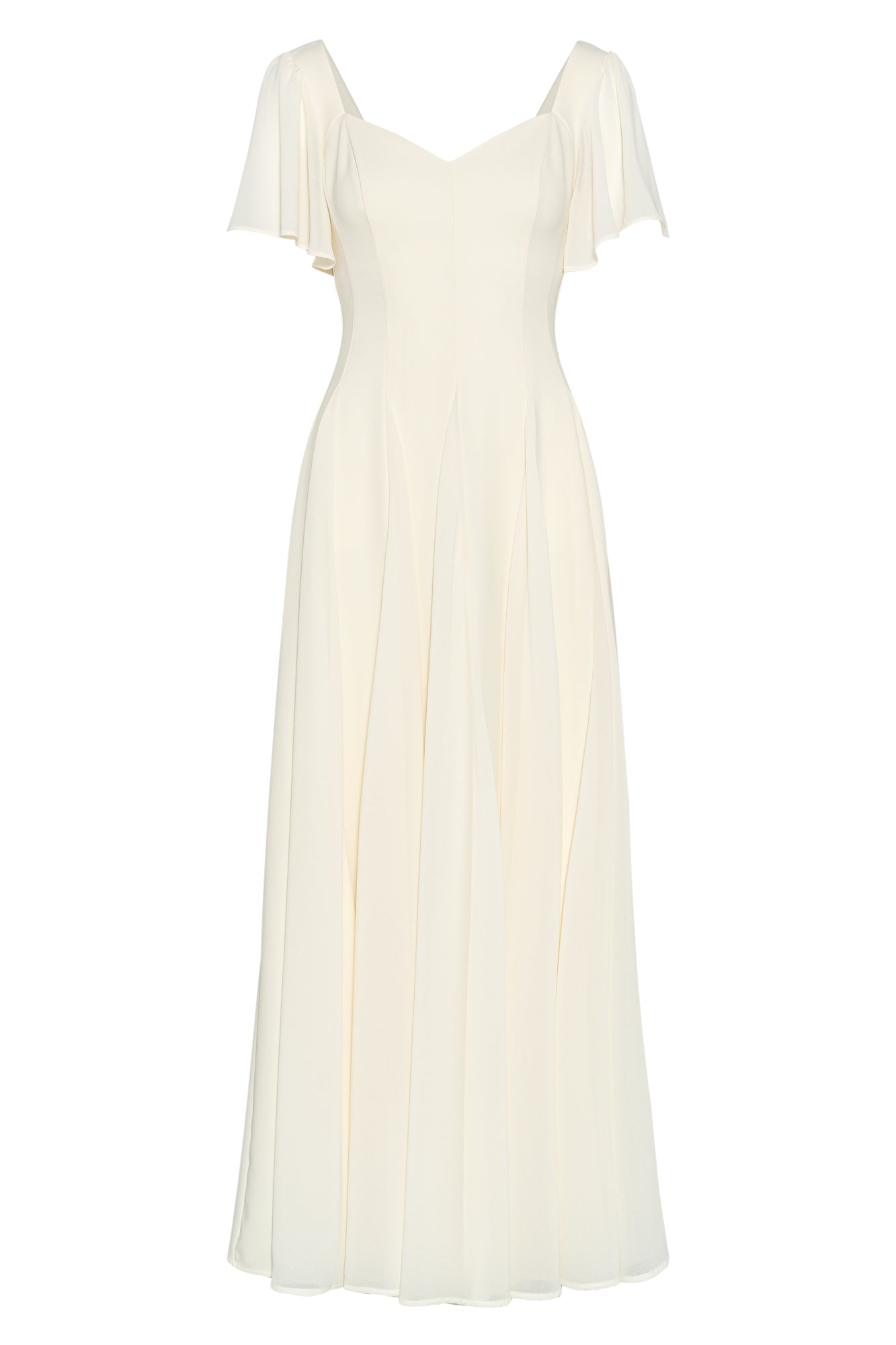 Alette Maxi Dress Flutter Sleeves Ivory