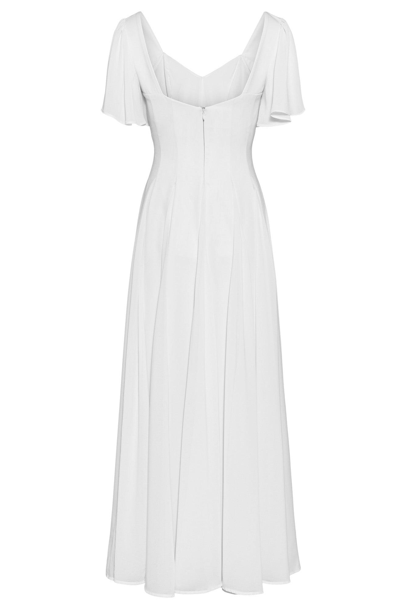 Alette Maxi Dress Flutter Sleeves White