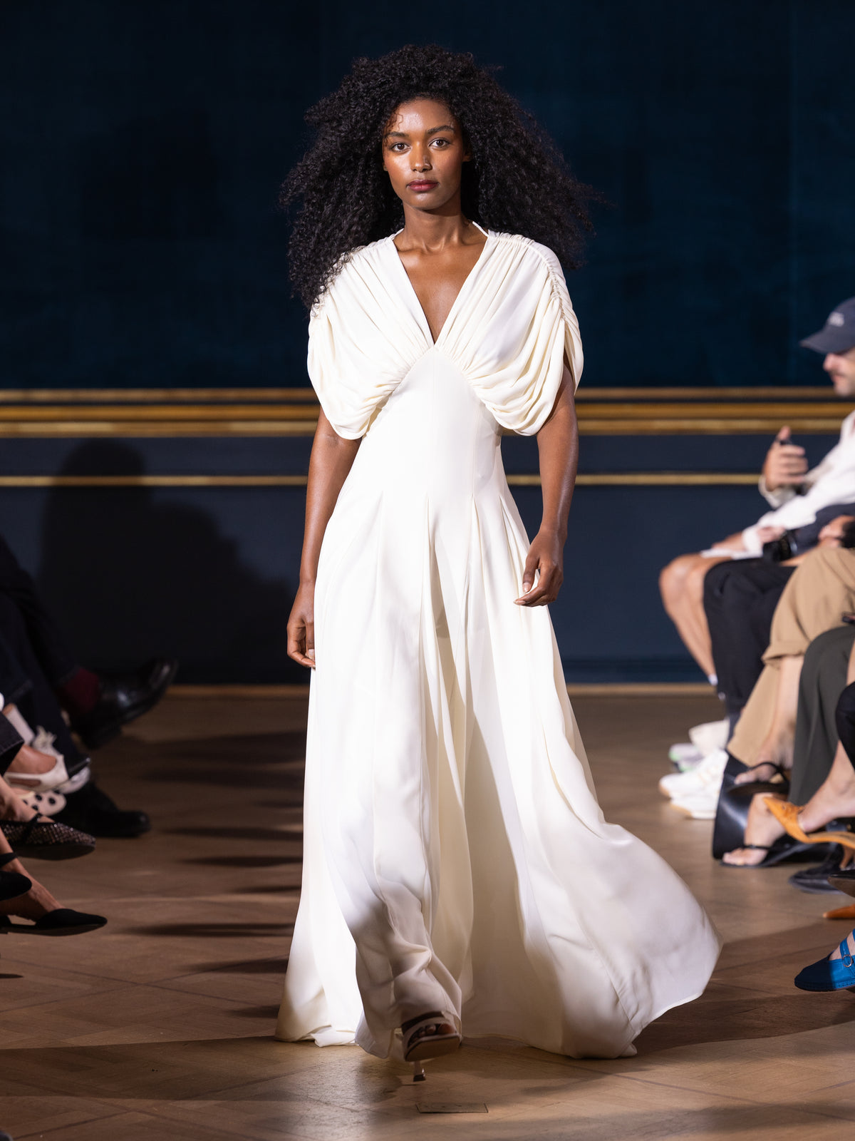 Alette Maxi Dress Draped Neckline Ivory
