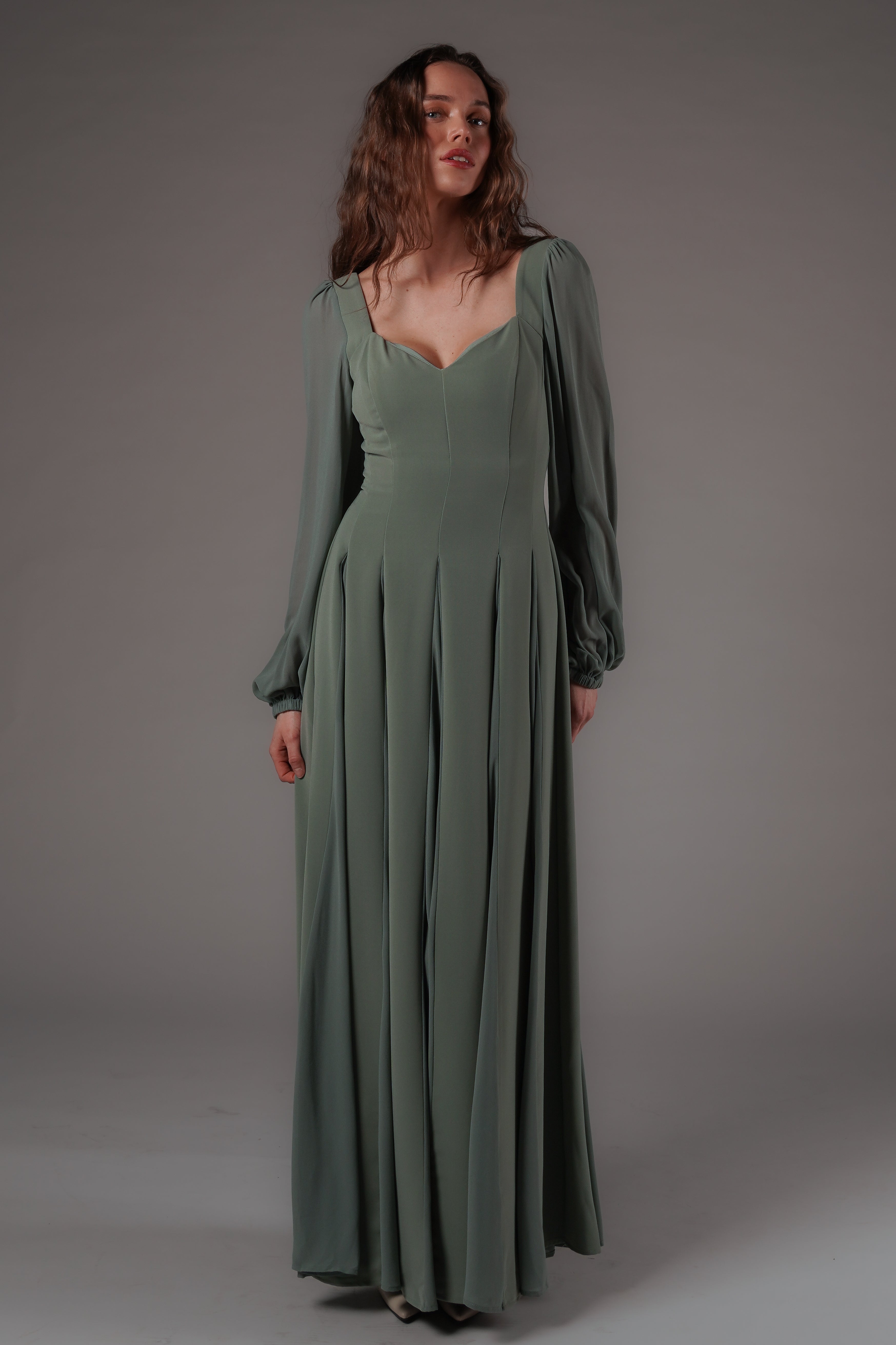 Alette Maxi Dress Long Sleeves Sage