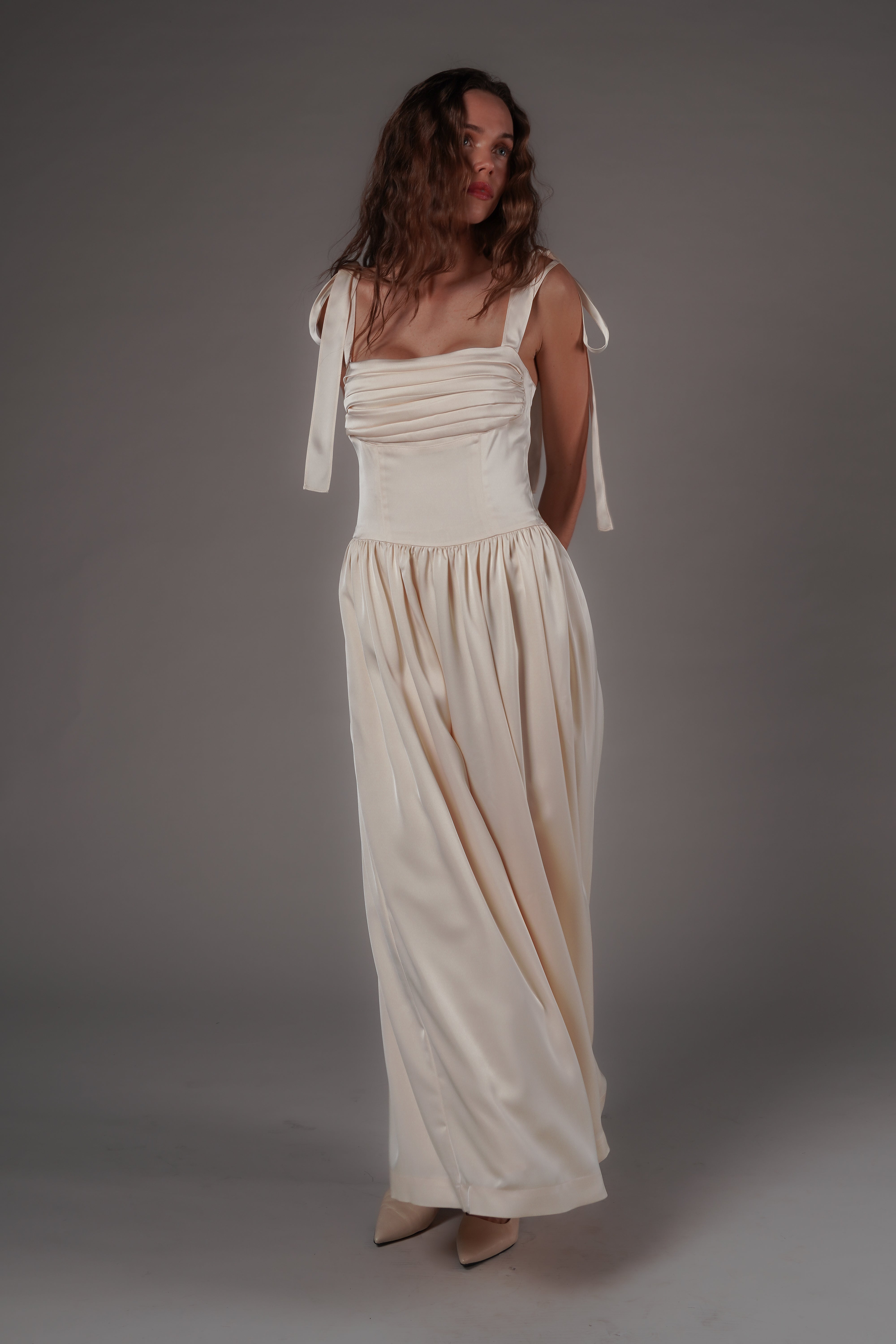 Elsa Maxi Dress Ivory Satin
