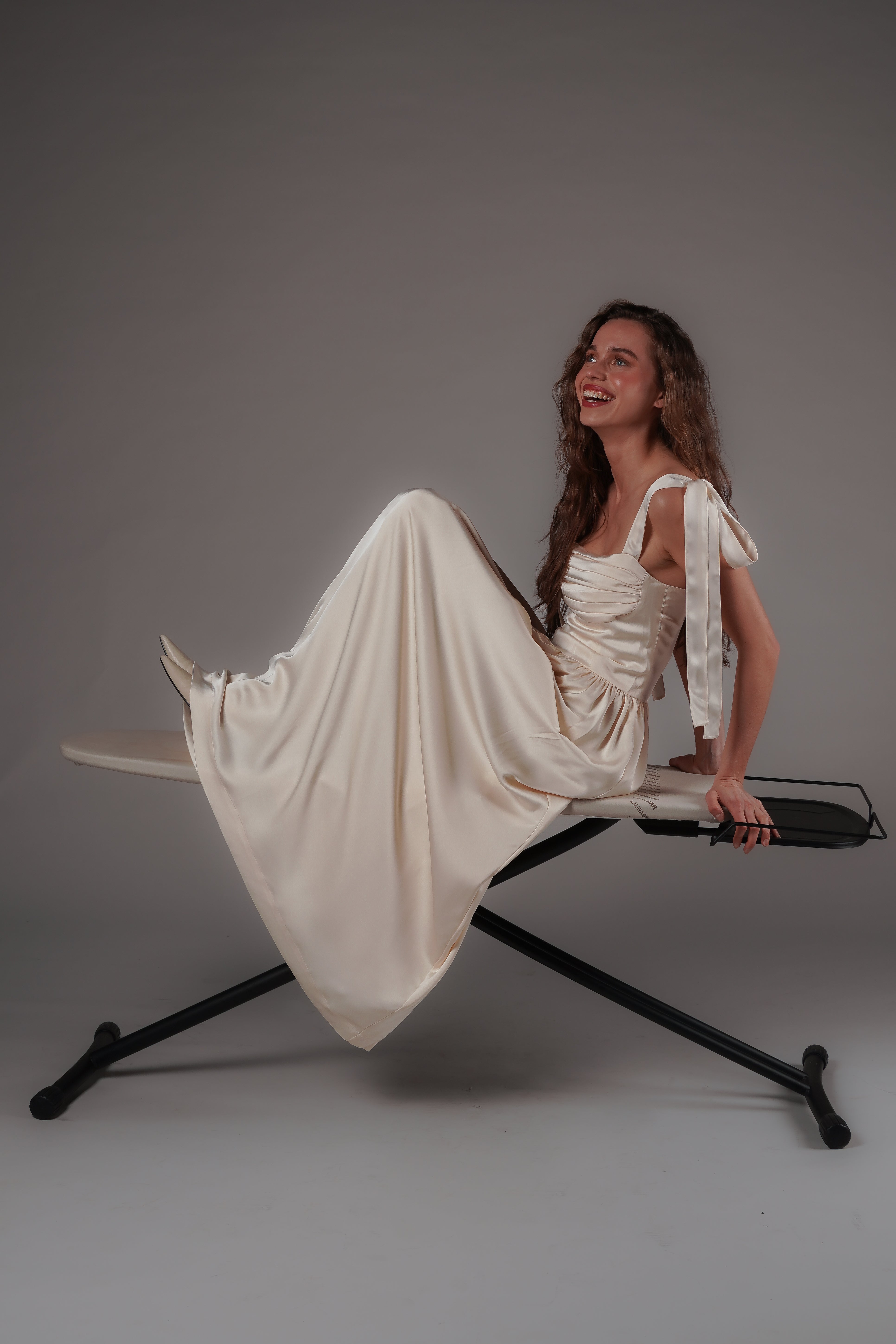 Elsa Maxi Dress Ivory Satin