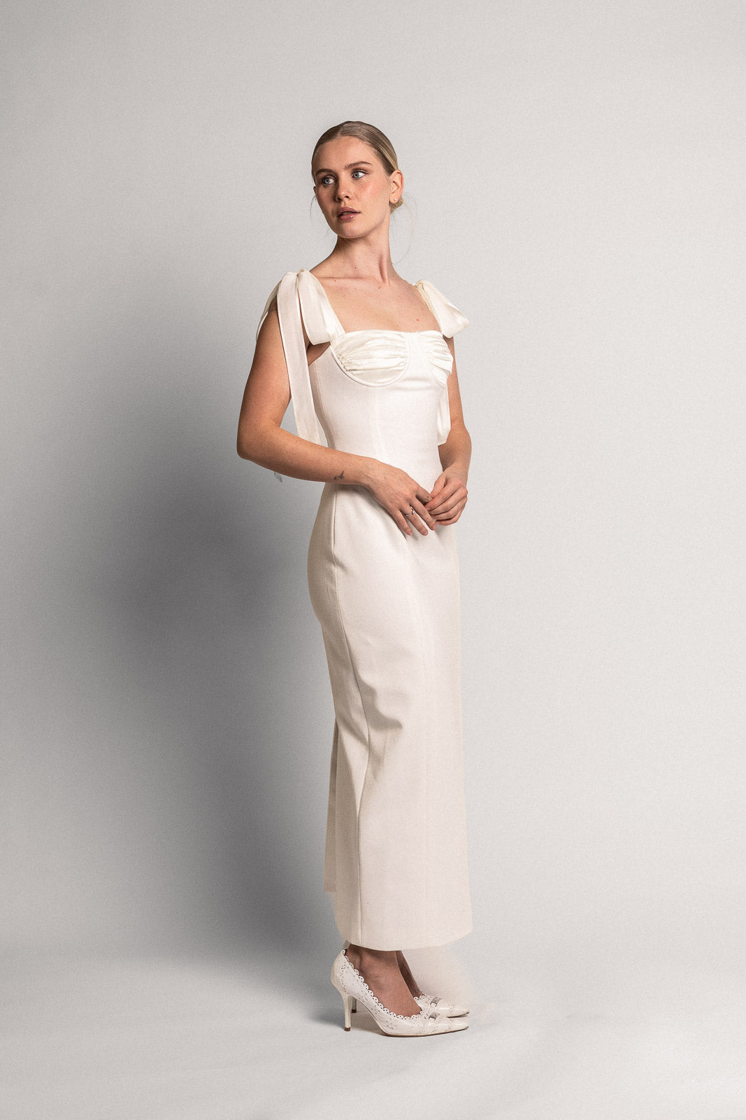 Una forme bustier midi dress off-white