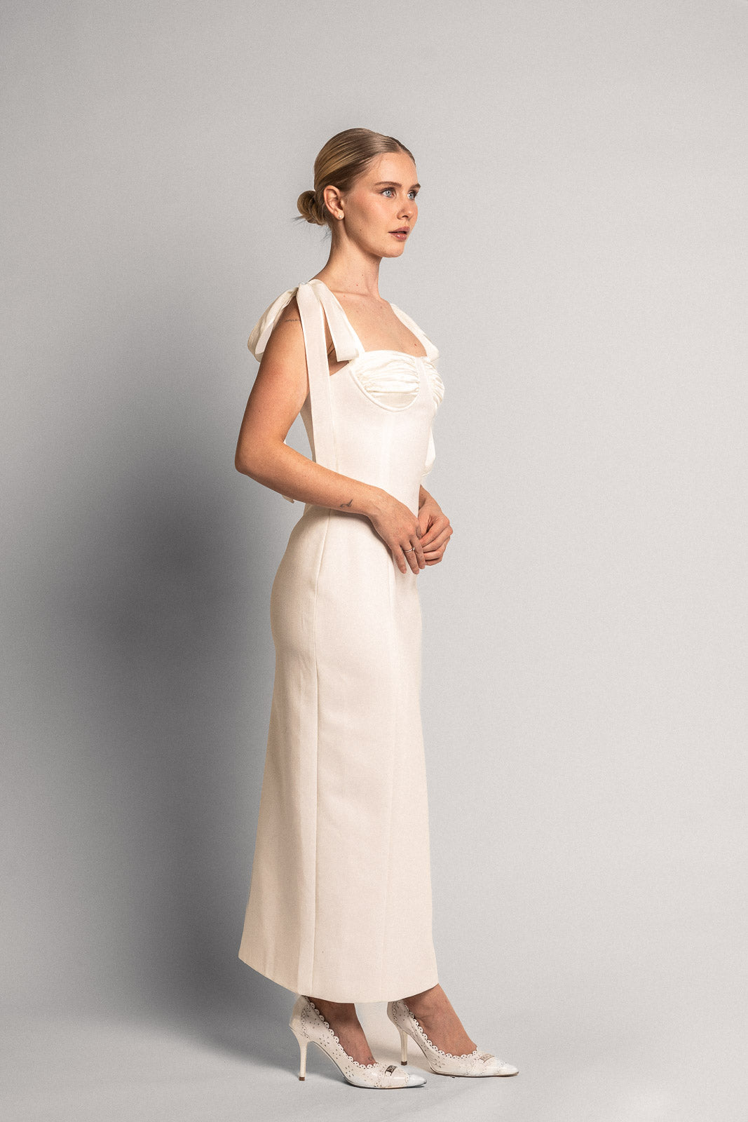 Una forme bustier midi dress off-white