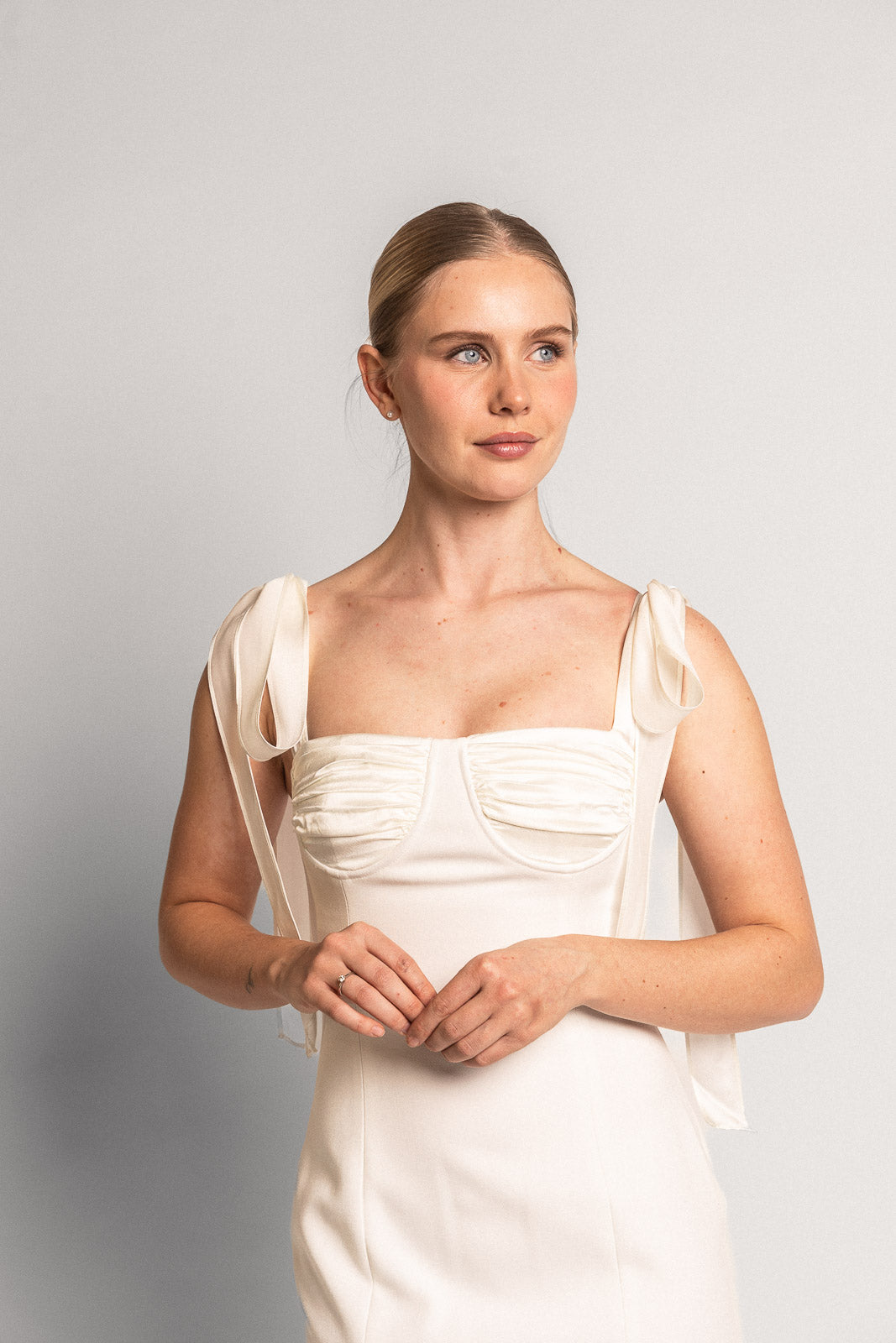 Una forme bustier midi dress off-white