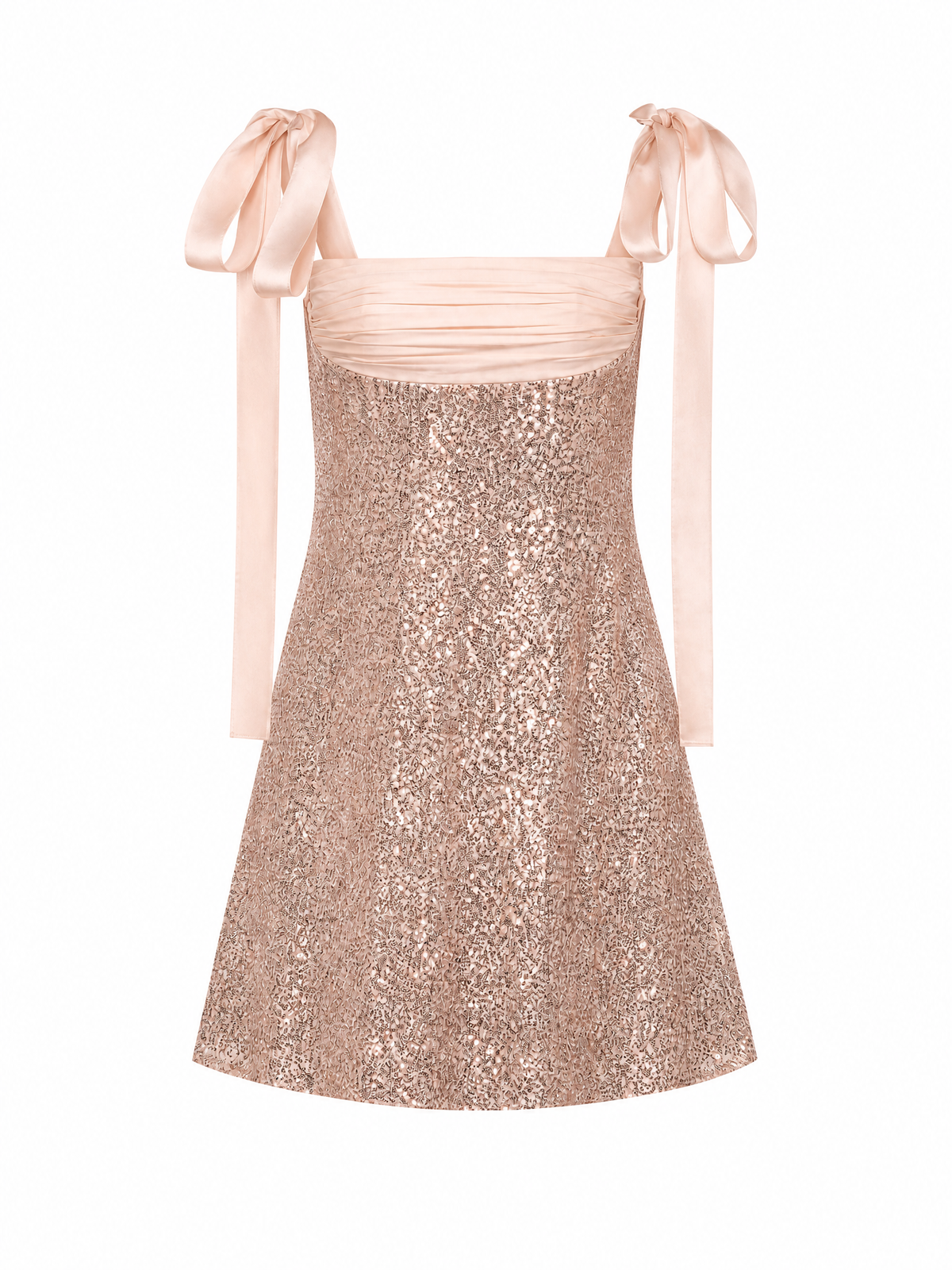 Elsa Sequin Mini Dress with Silk Details Peachy Pink